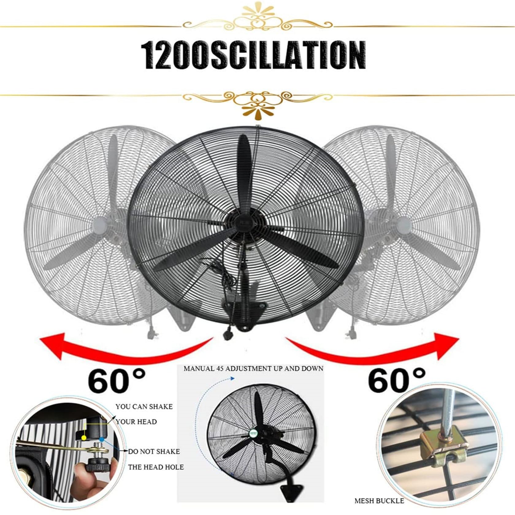 PrzemysłOwy Wentylator śCienny, Montowany Na śCianie Wentylatory Oscylacyjne 21″/27″/30″ Cichy Wentylator Obrotowy PrzemysłOwe Wentylatory Elektryczne DużEj Mocy ChłOdzenie,55cm/21″