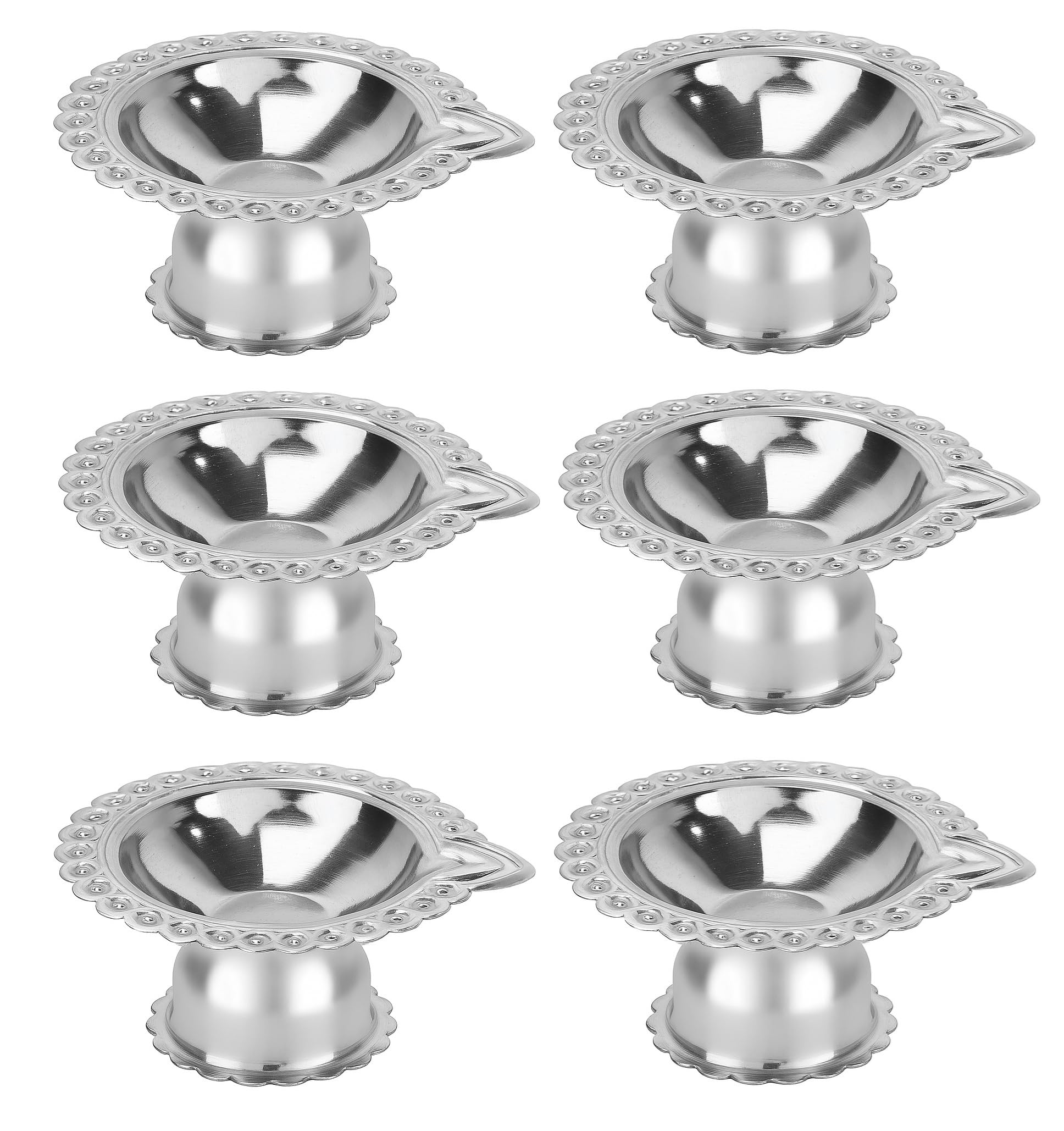 Dynore Stainless Steel Peacock Grace Traditional Diya for Puja, Festivals & Home Decor- Set of 6 Pcs-image-15
