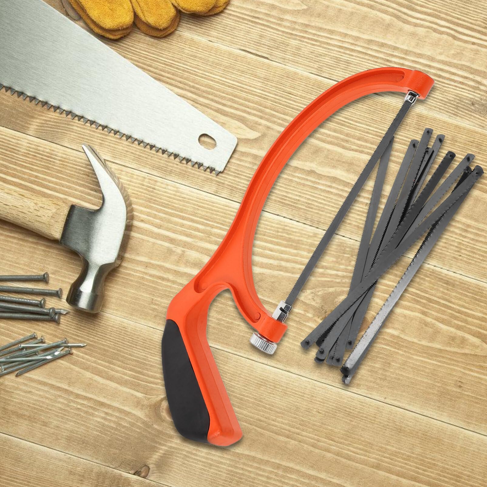 Mini Seghetto ad Arco per Legno e Plastica Arancia Portatile