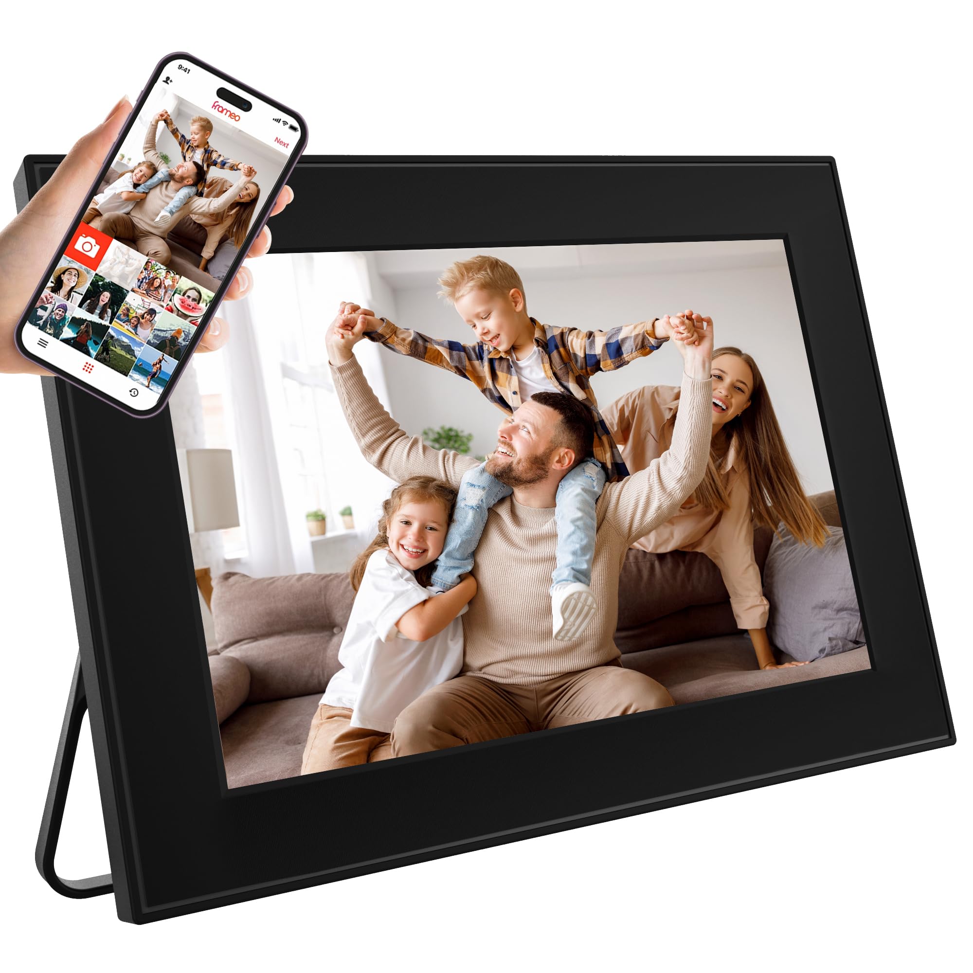 Frameo 11 Inch WiFi Digital Picture Frame with 64GB Memory, Touch Screen & Auto Rotate | Instant Photo/Video Sharing via App, 1920x1280 HD Display, SD