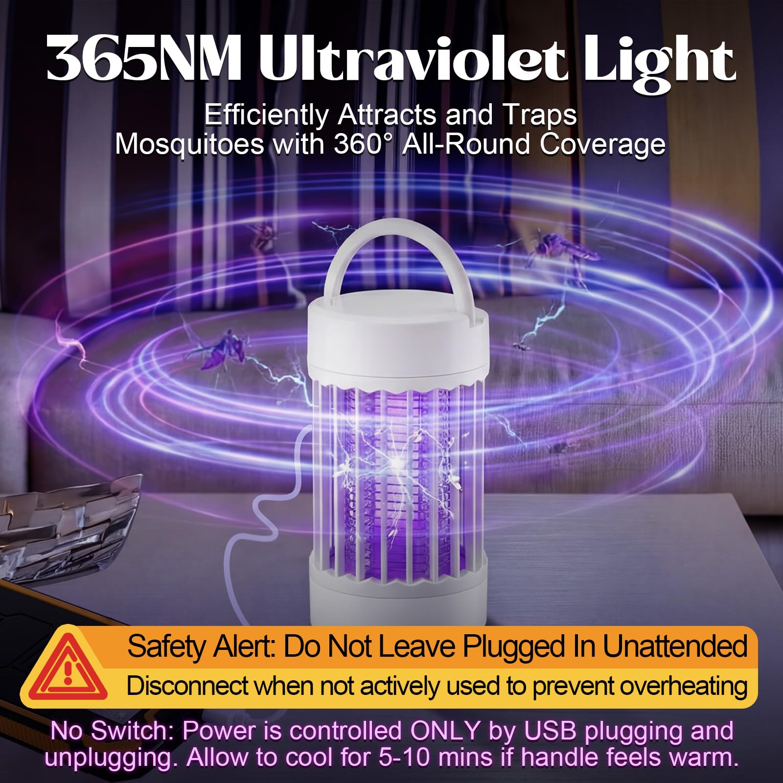 Insektenvernichter für den Innenbereich, USB-betriebene Mückenvernichter-Lampe mit 365 nm UV-Licht, tragbare Fruchtfliegenfalle für Zuhause, Schlafzimmer, Küche, Büro, Mückenmotten, 8 Stück