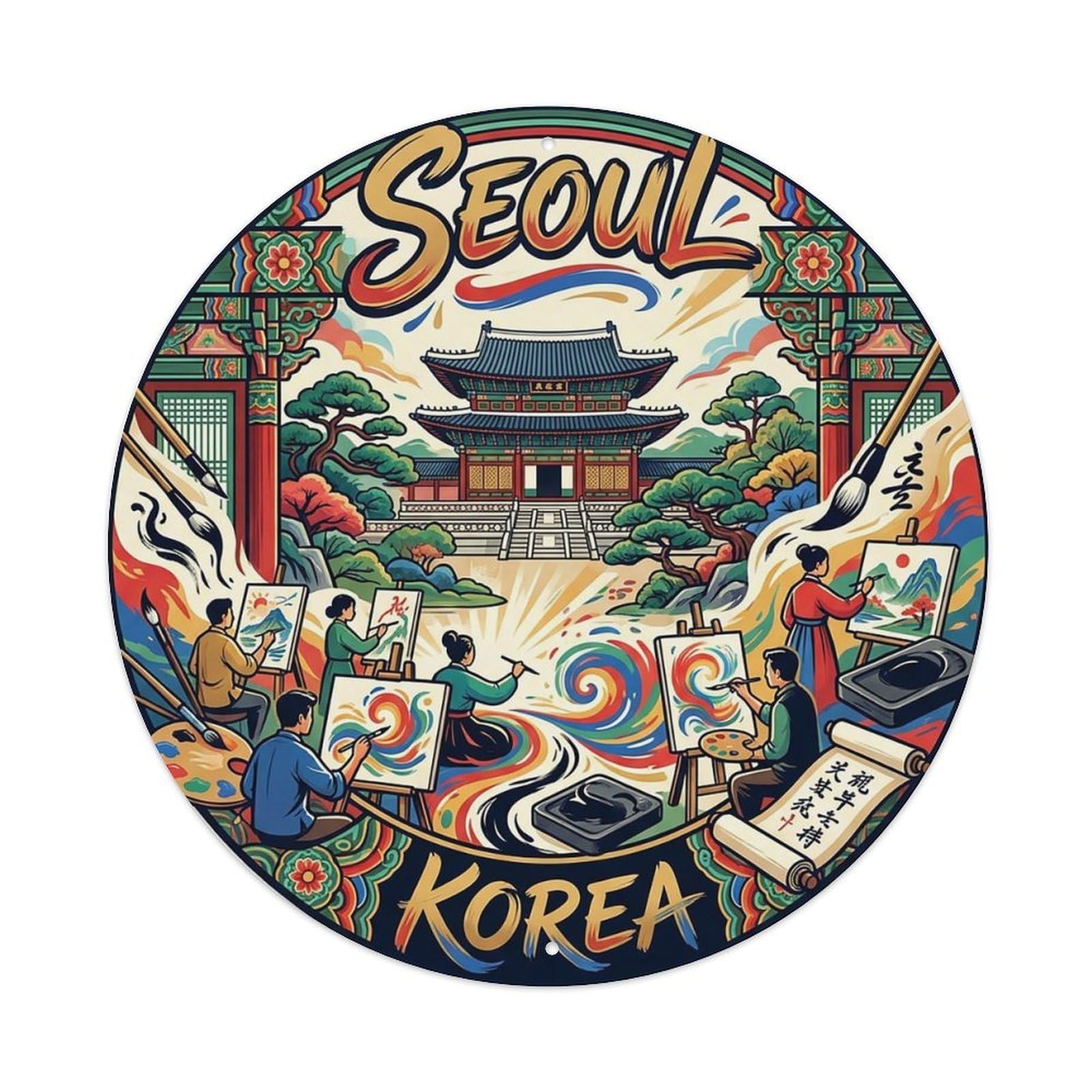 Vintage Travel Seoul Korea Inspiration Metal Tin Sign