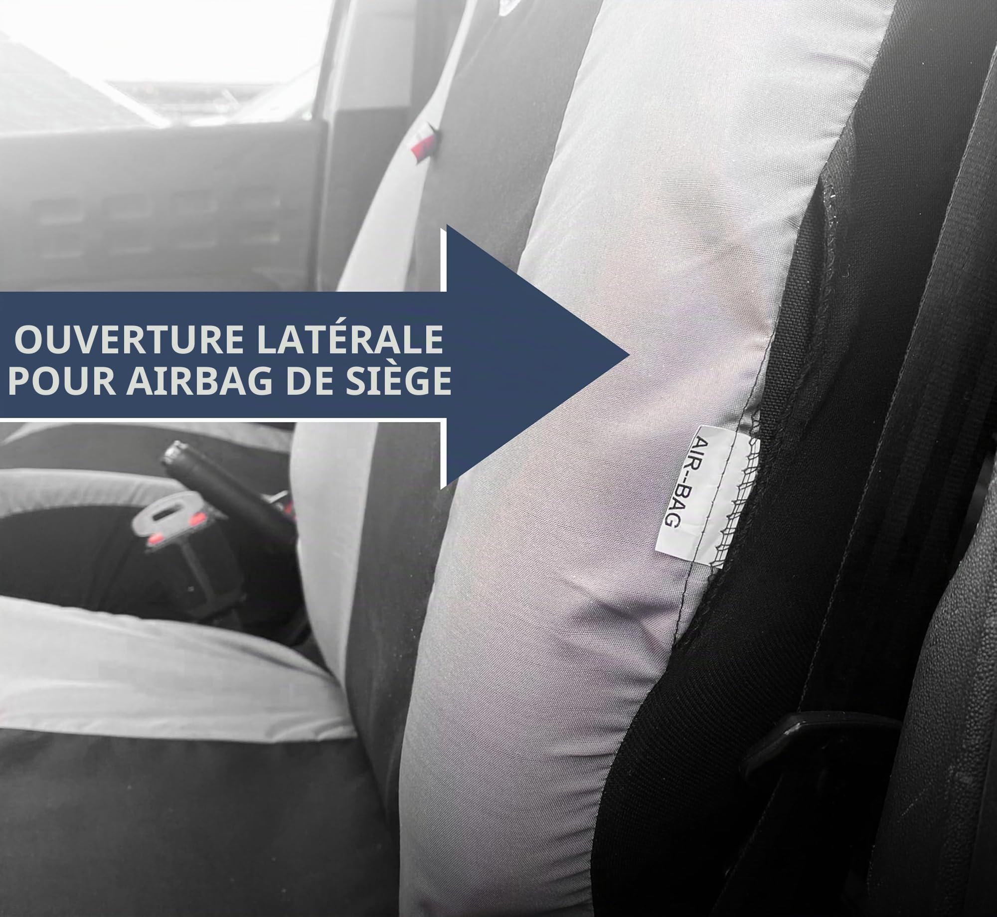 Auto Accessori Lupex Housses de siège Auto compatibles avec Cinquecento 500, fabriqué en Italie, Tissu Polycoton, Ensemble Avant et arrière (Noir - Rouge avec Dossier arrière 50e50)