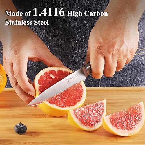 Miniatura 4 de KEEMAKE Cuchillo utilitario de 6 pulgadas, cuchillo de pelar con acero inoxidable alemán de alto carbono 1.4116, cuchillo pequeño de frutas con