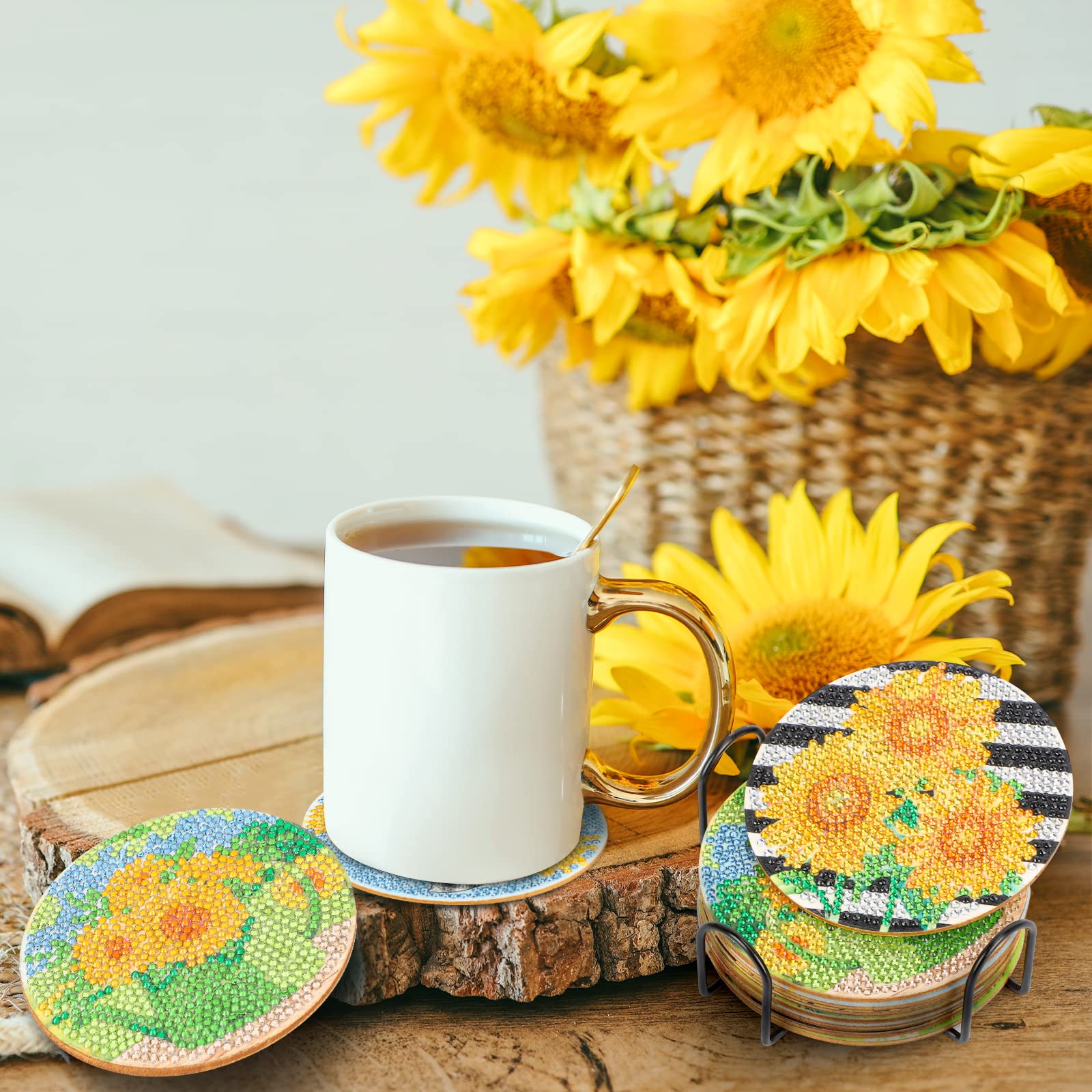 8 stuks Diamond Painting onderzetters, doe-het-zelf 8 stuks Diamond Painting onderzetters, doe-het-zelf