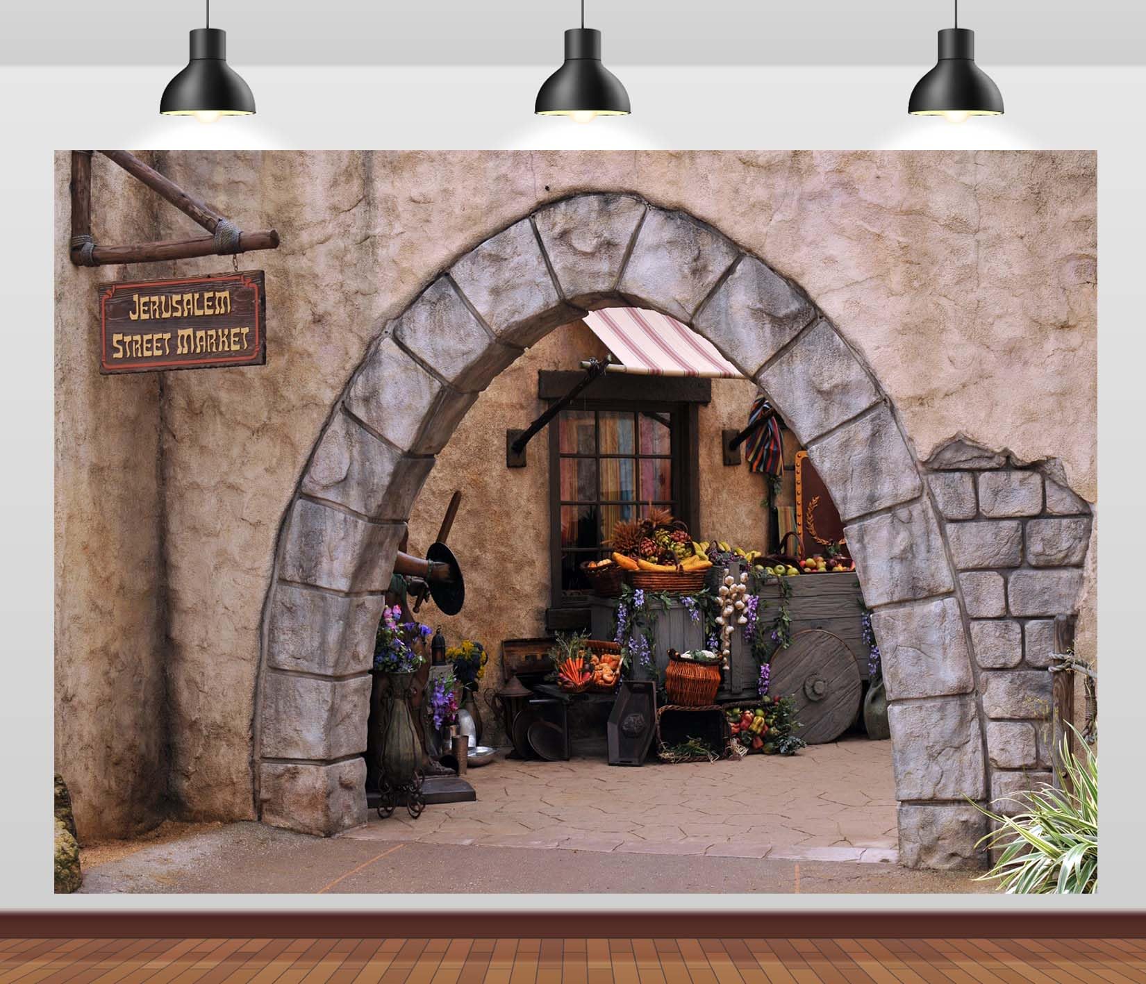 BELECO 3x2.5m Telo sfondo strada mercato Gerusalemme | Via città antica Gerusalemme arco sfondo fotografico decorazione festa tema Israele cabina foto studio