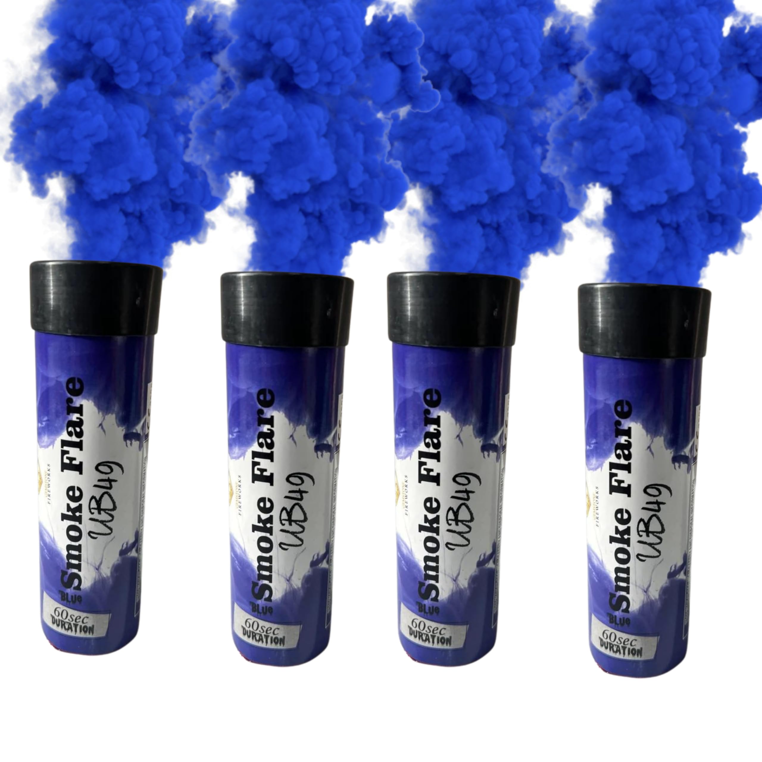 4 Mix Smoke Flares 60 seconds perfect for wedding birthday or any other occasion pull ring ignition (blue)