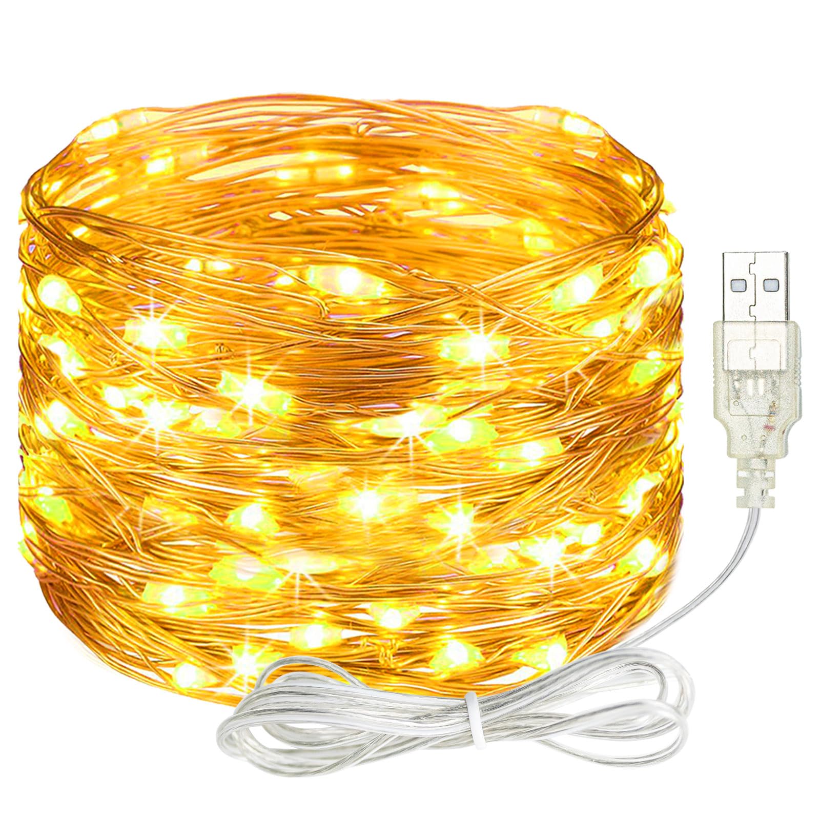 litogo Led Lichterkette mit USB, 5M 50 LED Lichterkette Innen mit Stecker, Wasserdicht Micro Lichterketten Außen für Party, Garten, Hochzeit, Weihnachten, Zimmer Deko, Warmweiß