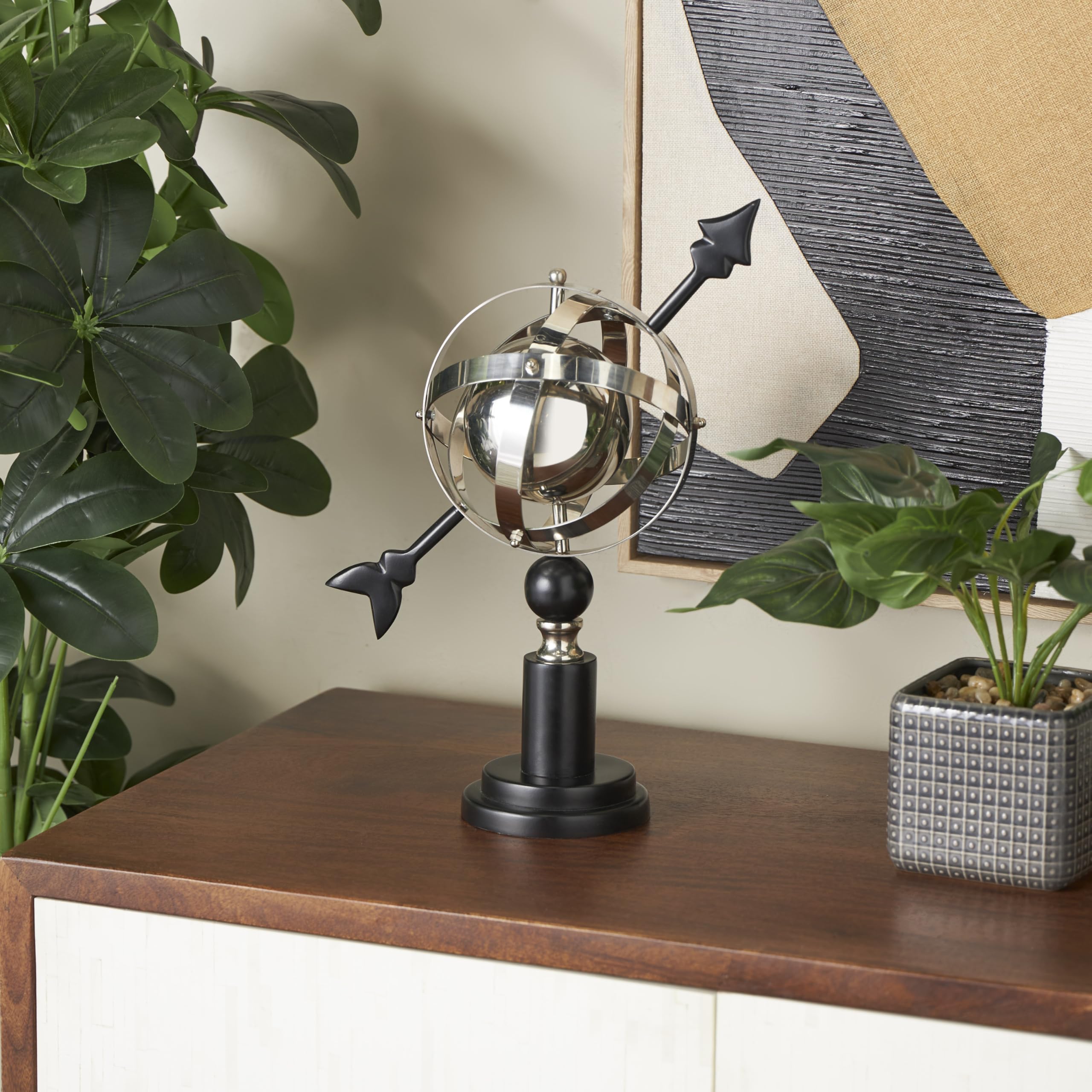 Unique Art 13-Inch Tall Table Top Red Ocean Gemstone World Globe with Gold Tripod Stand