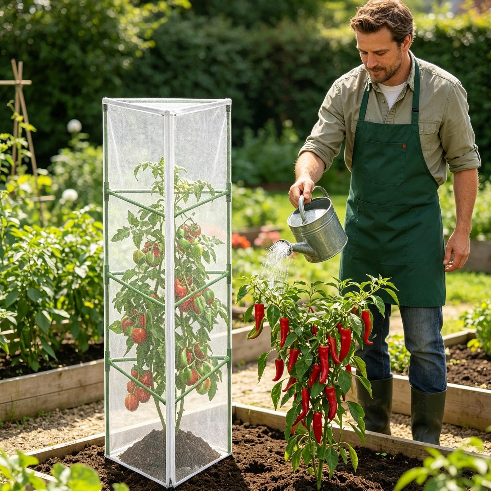 Red Protectora para Plantas Barrera Protectora con Cremallera para Animales | Cubierta Red para Jaula Tomate y Enrejado Verduras Flores Guisantes Pepinos Árboles Frutales Arbustos de Bay