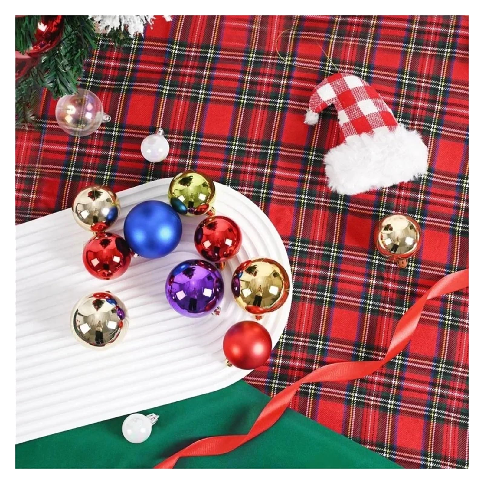 Bolas De Navidad 24 Uds 3/4/6CM Bolas de Navidad Bola Grande Adornos Colgantes for árbol for decoración Fiesta año Nuevo Accesorios Regalos Decoración(6CM,Red)