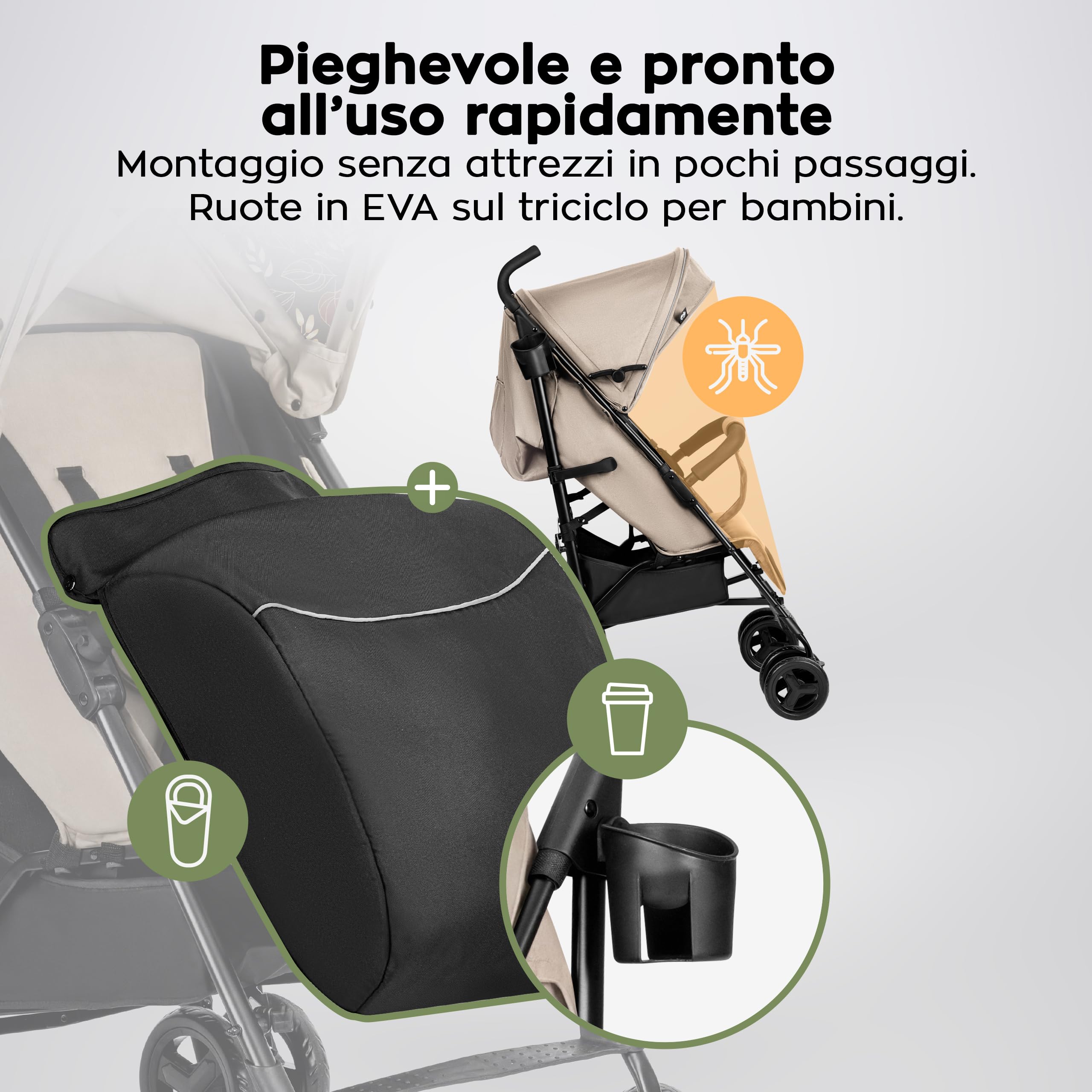 Tulano Davos 35 Passeggino Leggero da Viaggio Ultraleggero Compatto Aereo Chiusura Rapida Cappottina XXL Ruote Ammortizzate 22 kg