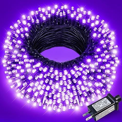 Miniatura 19 de Luces de Navidad, 100 pies, 300 LED, exterior o interior, enchufables, conectables, árbol de Navidad, 8 modos, impermeables, parpadeantes, jardín,