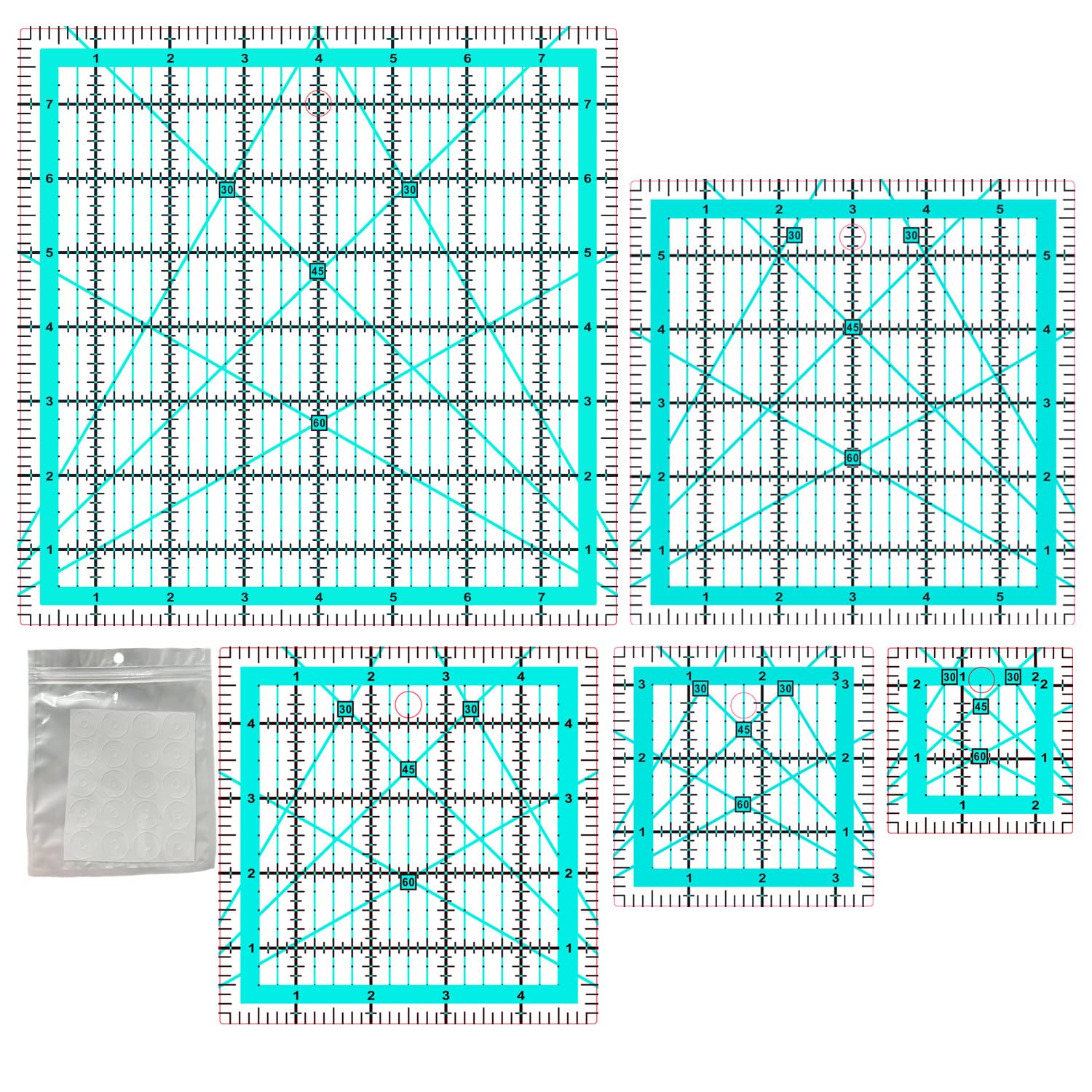Quilting Rulers,Quilting Templates Square Ruler (2.5",3.5", 5", 6",8")
