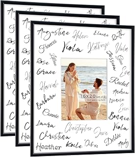 Axeman 16x20 Signature Picture Frame with 8x10 White Mat – Wedding Guest Book Alternative, Wall Hanging Photo Frame for Graduation, Celebration, Autograph Display and Home Decor, Set of 3, Black