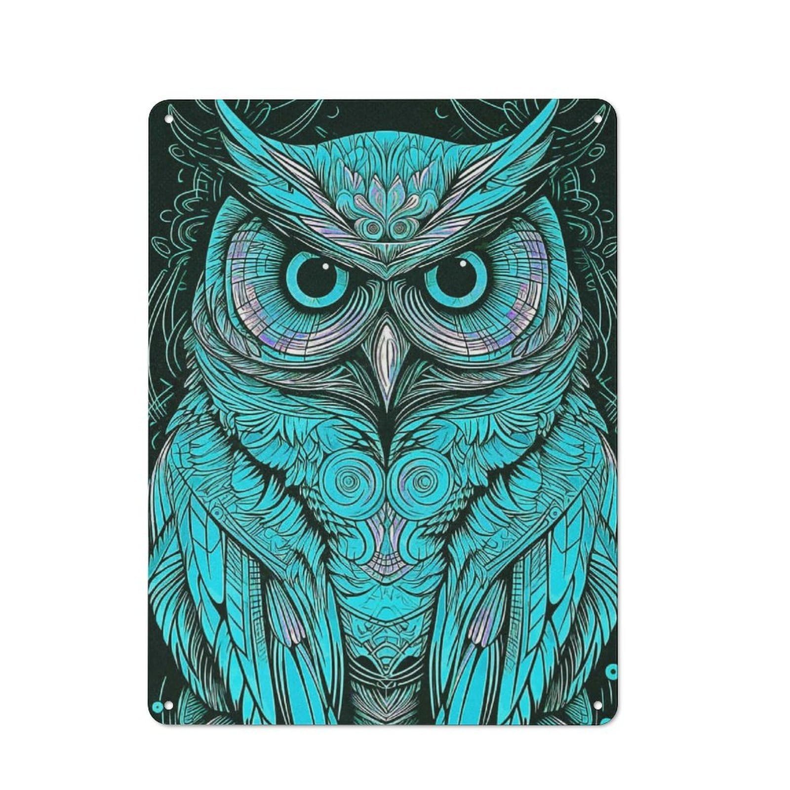 Blue Owl Vintage Metal Wall Sign 40x30cm for Garage Or Workshop, for Metal Sign Collectors, for Garage And Workshop Walls