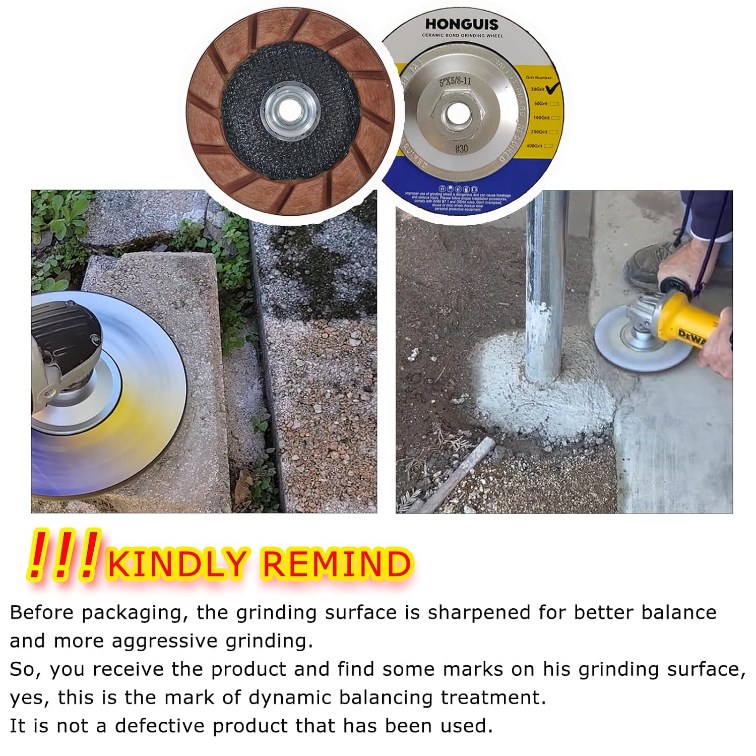 5 inch Ceramic Bond Grinding Wheels,5/8"-11 Arbor Diamond Cup Grinding Disc for Concrete Smoothing Scratches Removal,30 Grit