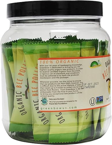 Miniatura 3 de GREENBOW Polen orgánico de abeja  Polen de abeja 100% orgánico certificado por USDA, puro y natural, superalimento lleno de proteínas, vitaminas y