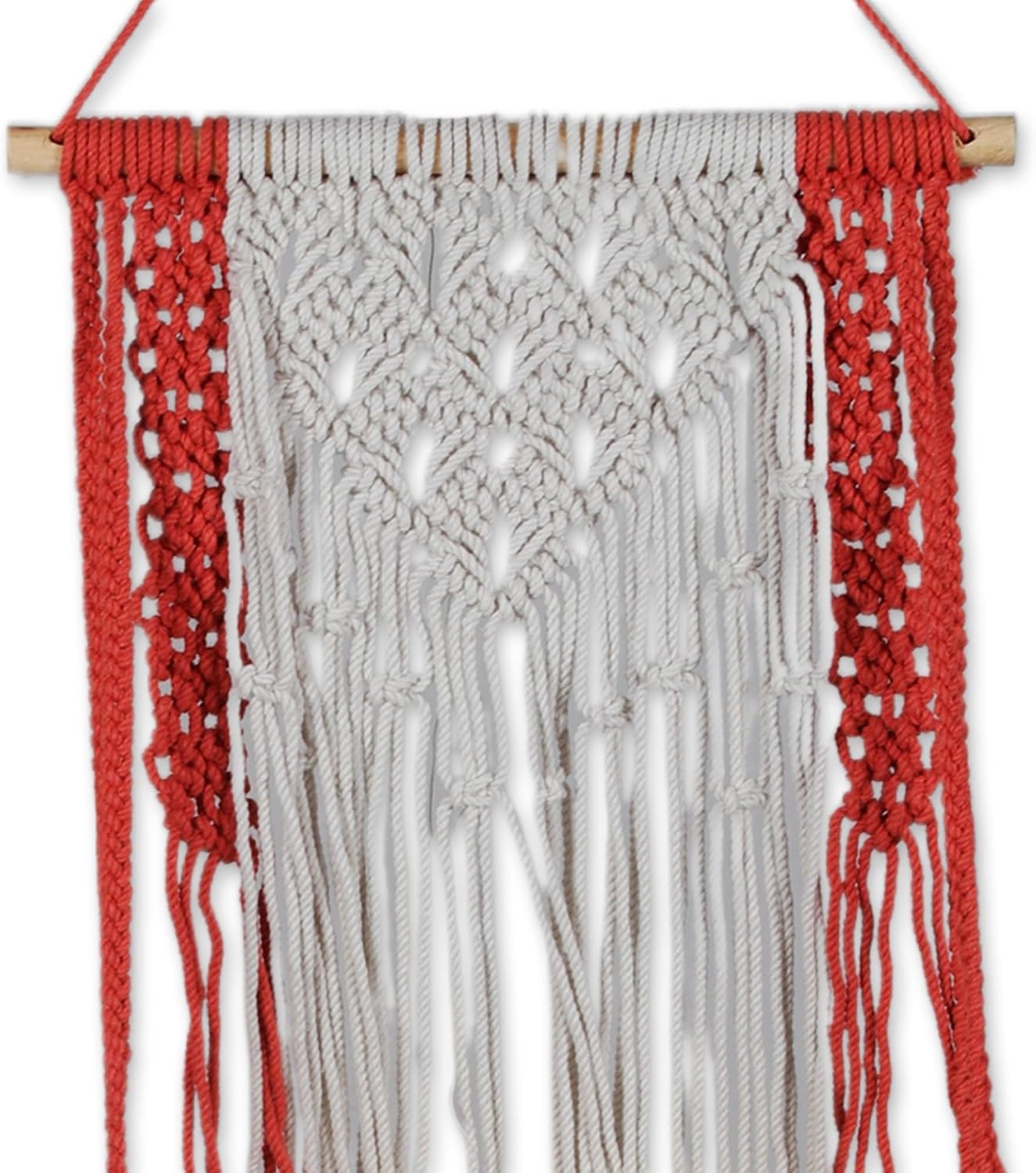NOVICA Ivory Red Cotton Wood Bohemian Home Accents from India 'Audacious Swing'