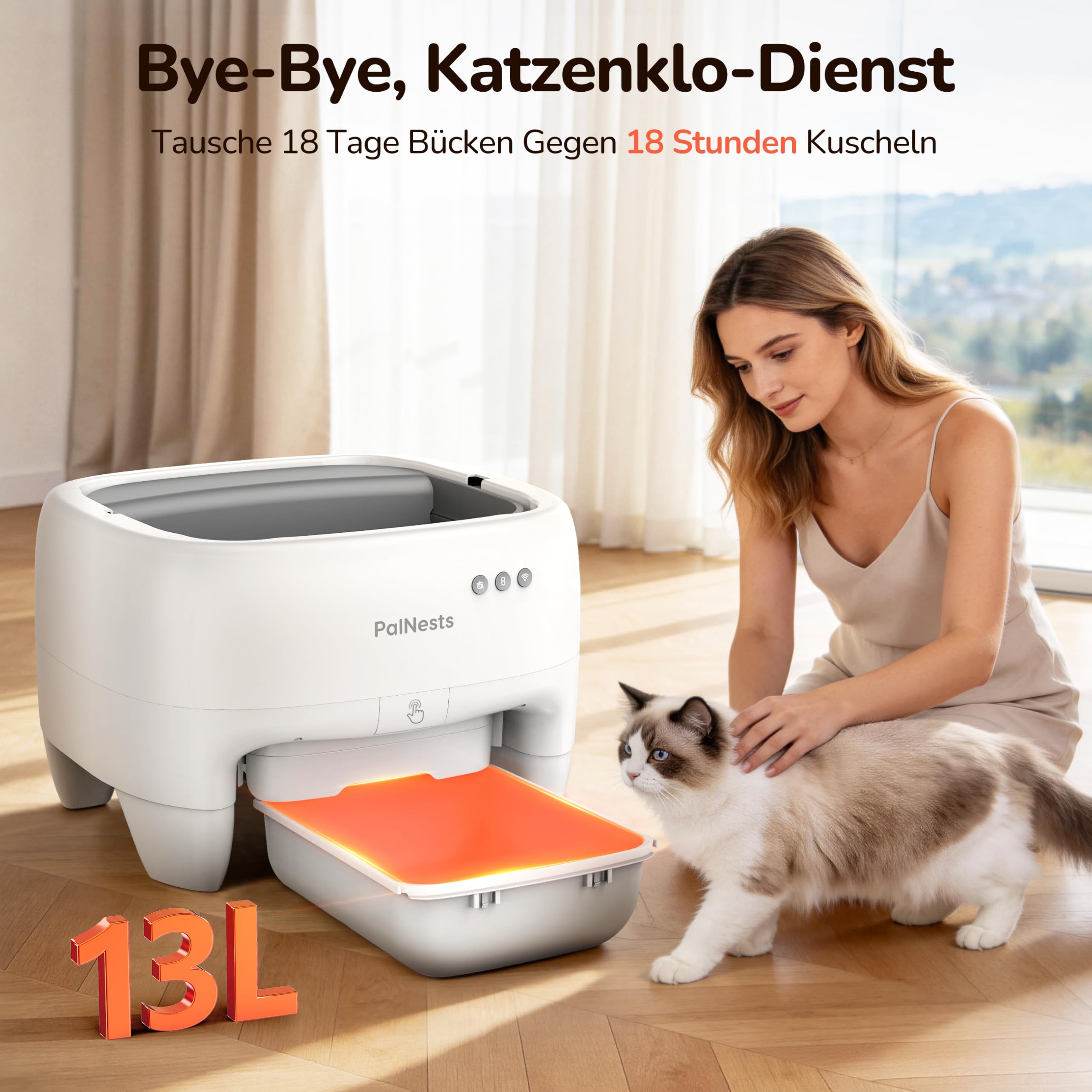 Selbstreinigende Katzentoilette, Katzenklo XXL Offenem Top-Design | APP-Steuerung Katzenklo Selbstreinigend, Geruchsfrei, Doppelter Geruchskontrolle & 7 Sicherheitssensoren für Mehrere Katzen