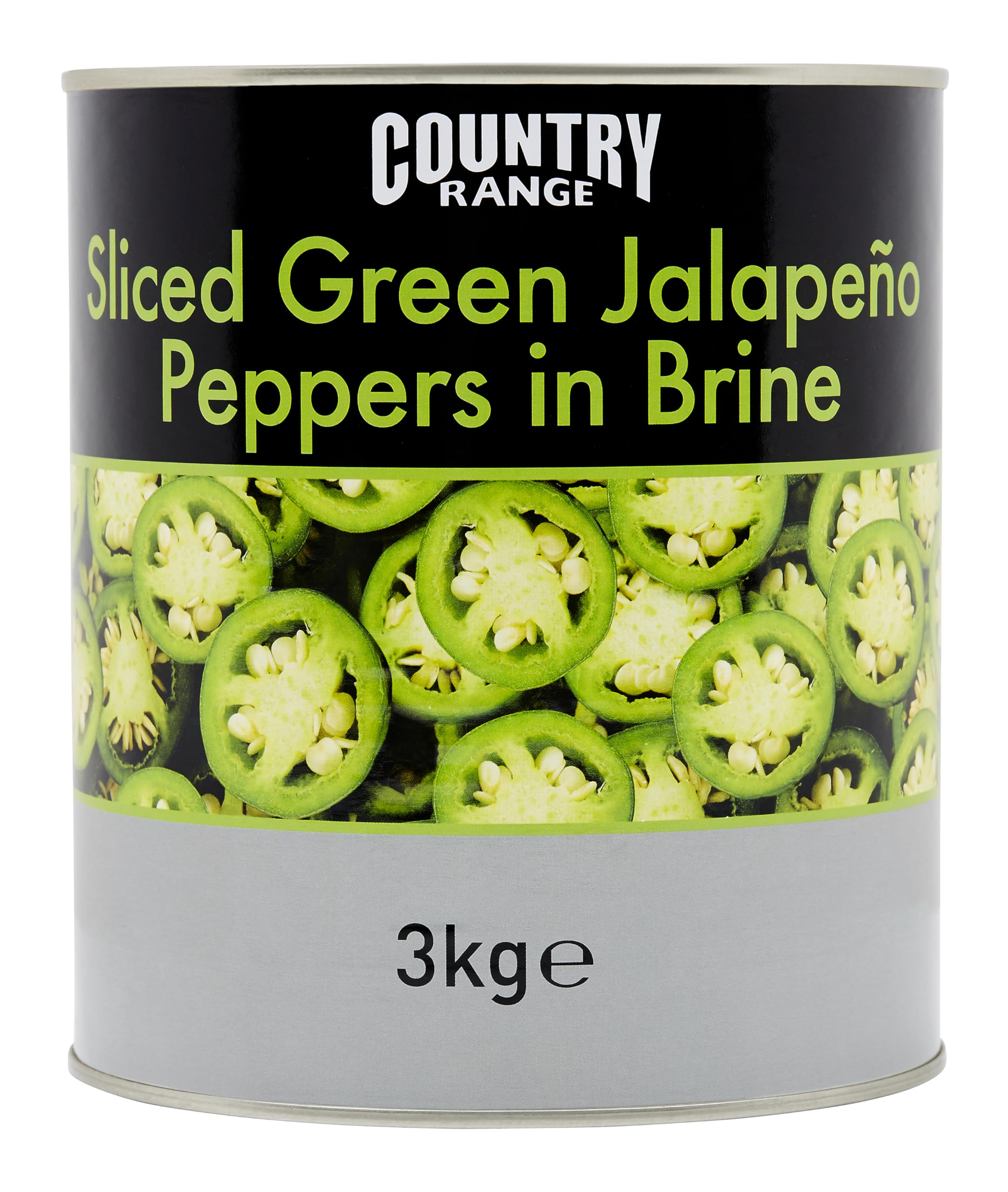 Country Range Sliced Green Jalapeño Peppers in Brine 3kg