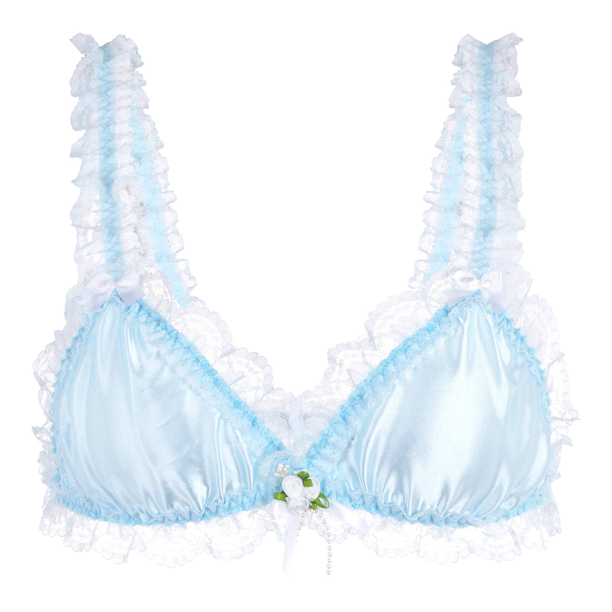 SatiniSissy Frilly Lace Fitted Satin Bralette