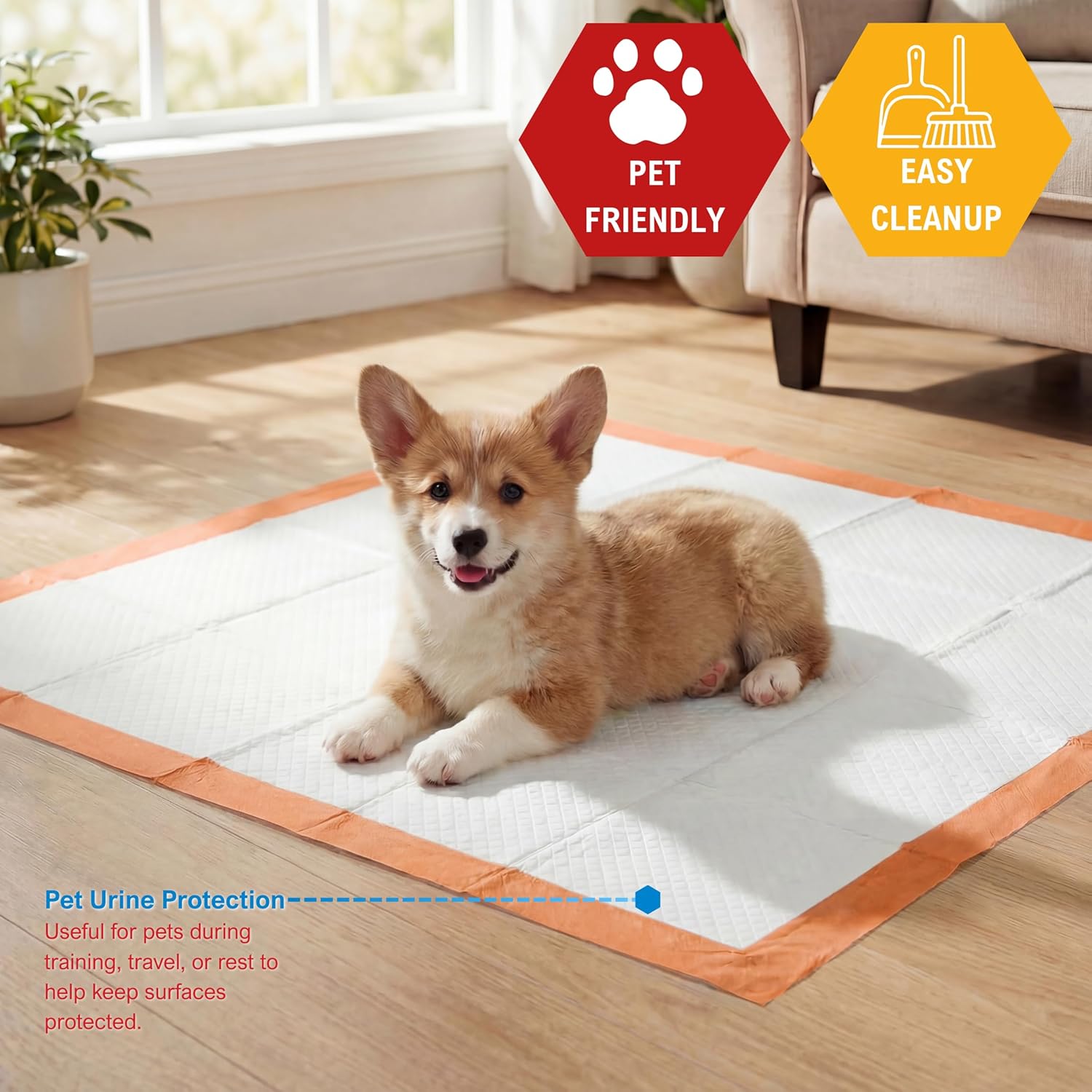 MED PRIDE Dog Training Pads with Adhesive Tabs & Attractant, 50 Count Puppy Pee Pads, 28 x 29 Inch Extra Large Disposable Potty Pads, 6-Layer Ultra Absorbent Leakproof Waterproof Pet Pads