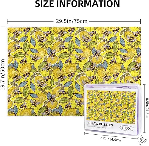 Miniatura 4 de Rompecabezas de 1000 piezas con estampado de limón amarillo y abeja para adultos, rompecabezas para adultos, rompecabezas para niños, mujeres,