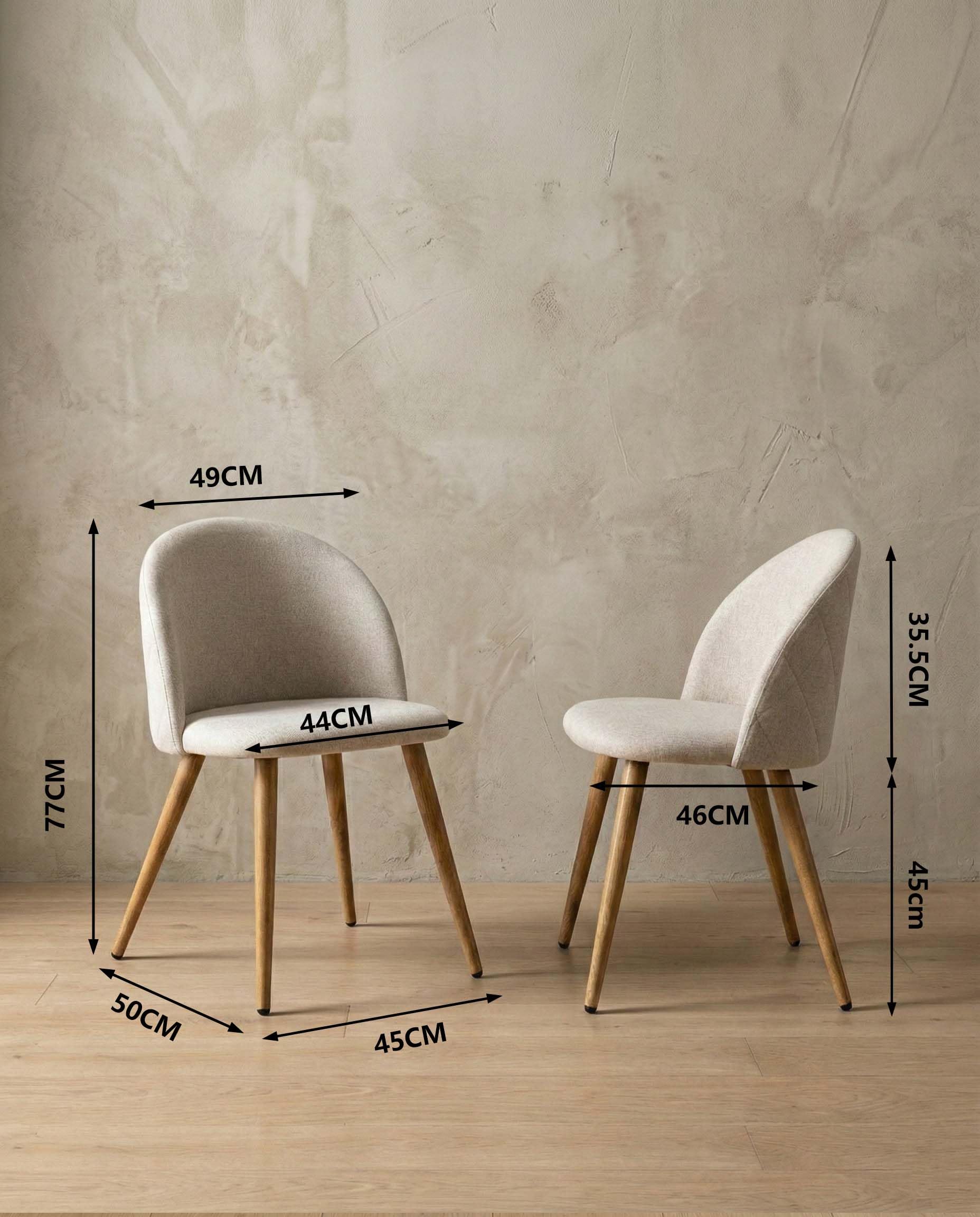 Lot de 4 chaises de Salle à Manger Beige Chaise Salle a Manger Lot de 4 Chaise scandinave chaises Salle Manger Chaise Cuisine lot 4 Fauteuil Salle a Manger Pieds métal Aspect chêne