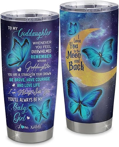 Miniatura 32 de Personalized To My Goddaughter From Godmother Stainless Steel Tumbler Cup Lion My Precious Goddaughter Birthday Graduation Christmas Travel Mug 20oz