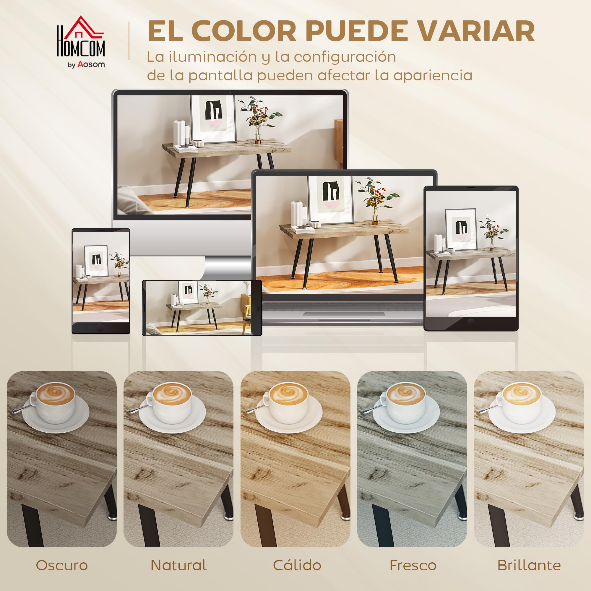 HOMCOM Mesa de Centro Curva con Tablero Grueso de 4 cm 100x50x45 cm Roble | Mesa Baja para Salón Moderno, Patas de Acero, para Sala de Estar, Dormitorio