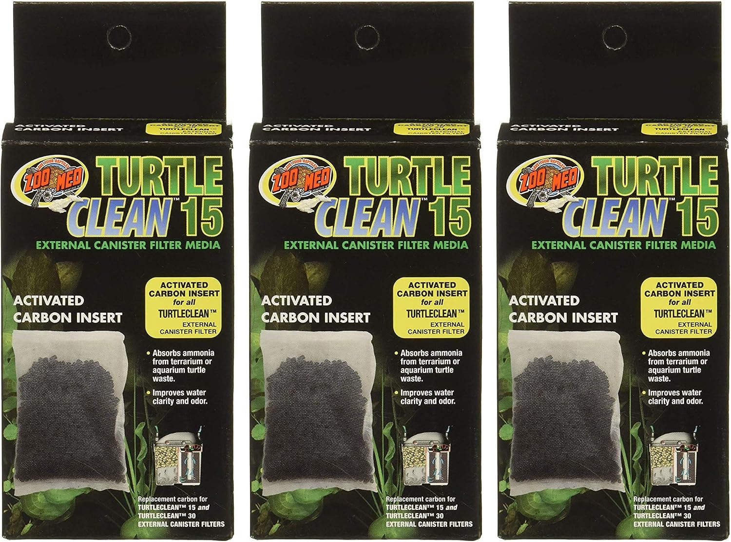 (3 Pack) Zoo Med Turtle Clean 15 Activated Carbon Inserts