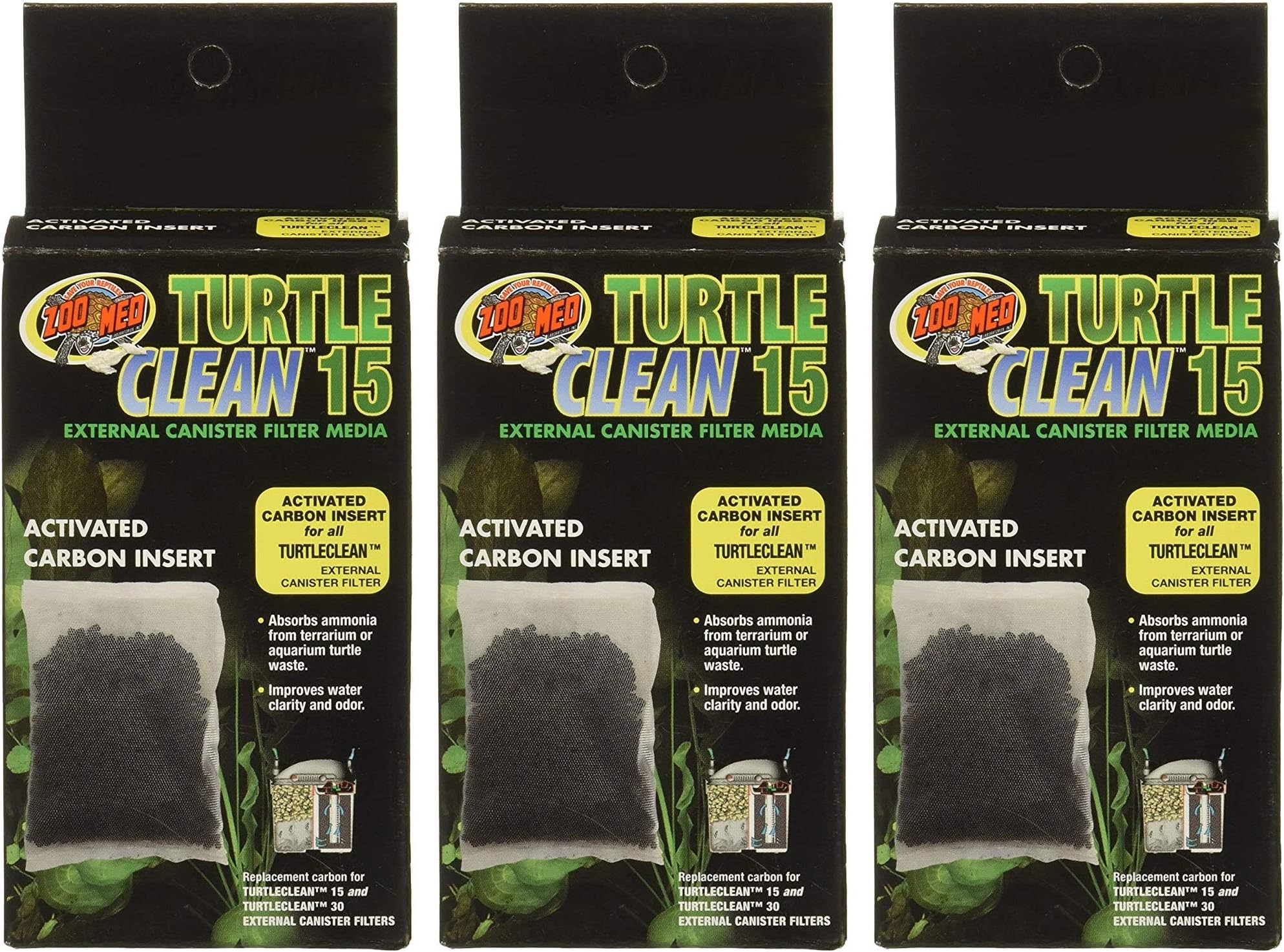 (3 Pack) Zoo Med Turtle Clean 15 Activated Carbon Inserts