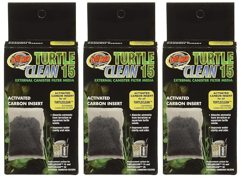 Refil de Carvão Ativado para Filtro de Aquário Zoo Med Turtle Clean 15 – Pacote com 3