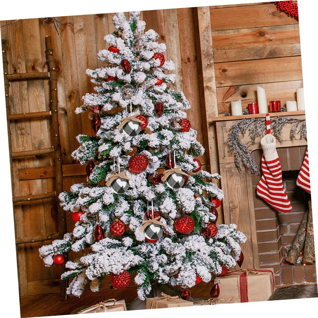 PRETYZOOM 5 Juegos Bola De Tela De Cuadros Navideños Decoraciones Luces De Navidad Al Aire Árbol De Navidad Adornos Guirnalda Oro Bolas De Navidad Espuma 12 Uds * 5