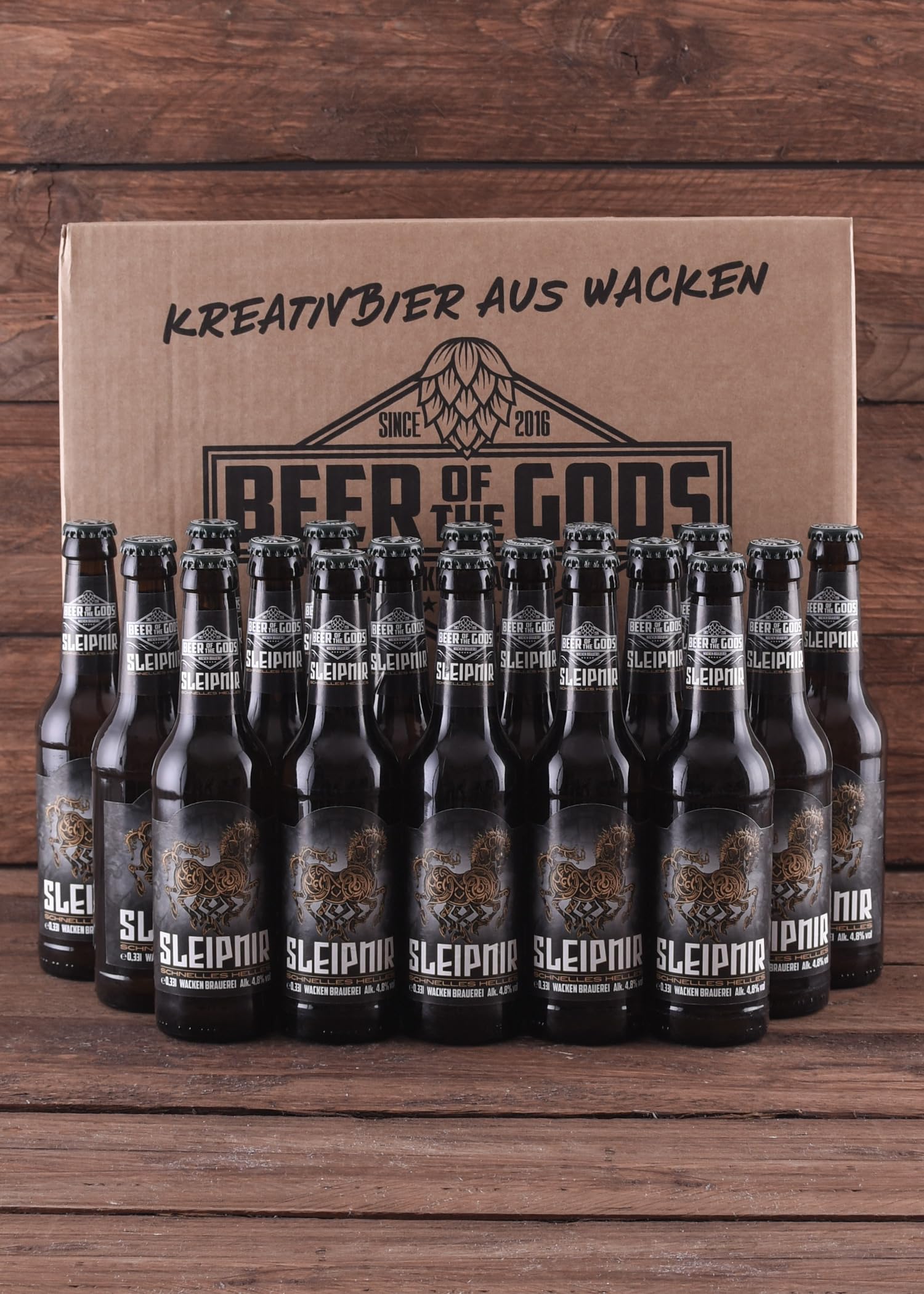 Wacken Brauerei Sleipnir - Pack de cervezas caseras - 20 botellas de 0,33 l de cerveza rubia poco fermentada