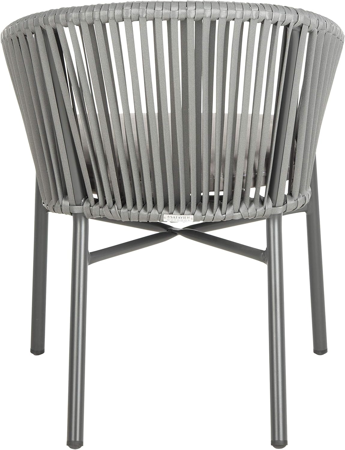 Gray Rope and Wicker Dining Arm Chair with Cushions