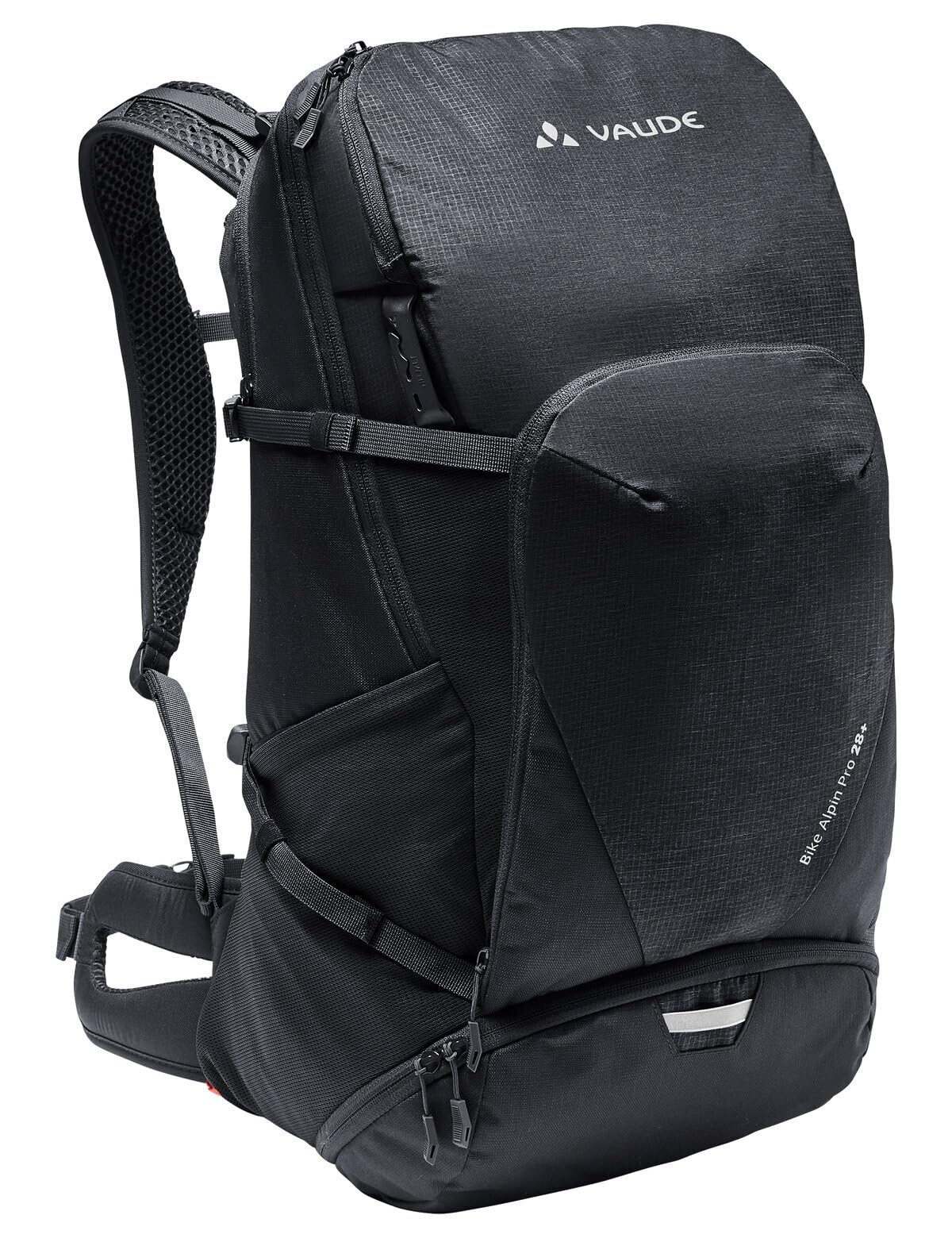 VAUDE Bike Alpin Pro 28+ Mountainbikerucksack – Schwarz | Mountainbikerucksack mit Aeroflex-Rückensystem – 28 L Volumen – Regenhülle inklusive – für Mehrtagestouren