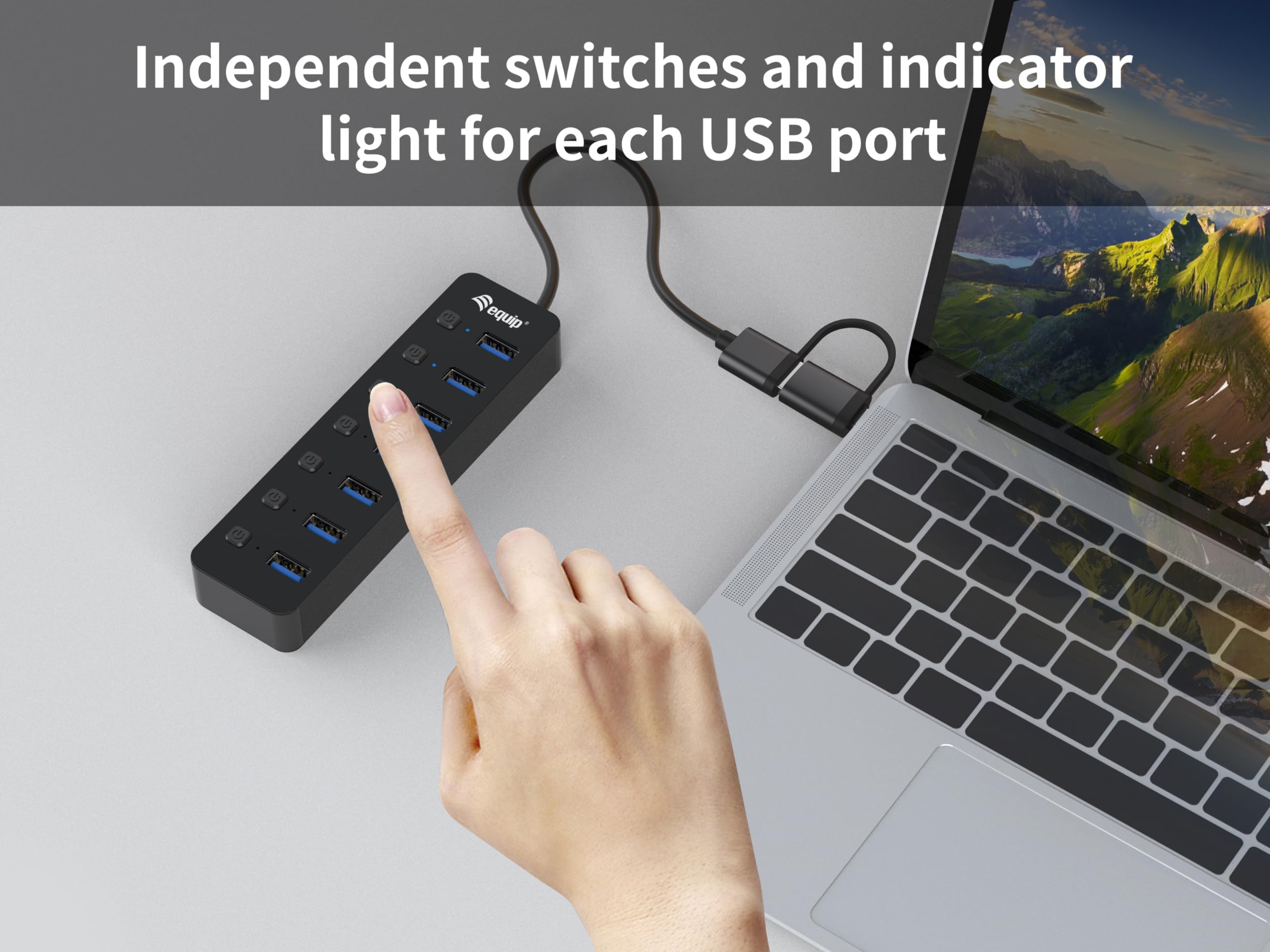 Equip 128965 Hub USB 3.2 Gen 1 a 7 porte con alimentatore di rete