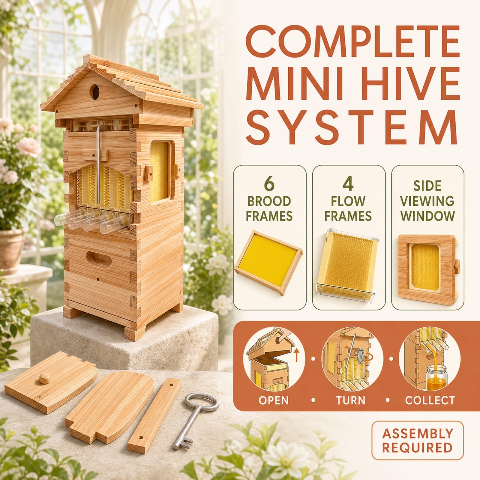 Beehive Kit De Ruche Automatique,Ruche Complète Avec Fenêtre D'observation Et Sortie De Miel Facile À Ouvrir, Idéale Pour Récolter Le Miel De Votre Jardin.