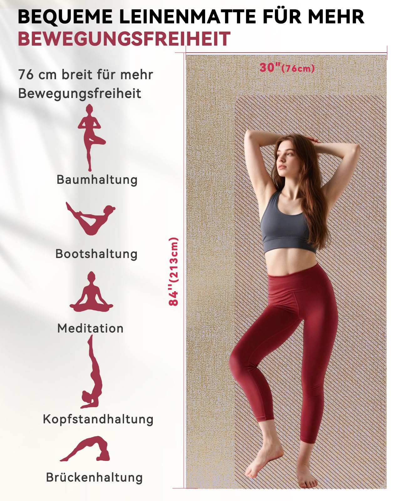 HAPBEAR Yogamatte Große - 183×91/213×76 cm – Rutschfeste Fitness- & Sportmatte für Yoga, Pilates, Meditation und Home Workout – Extra Groß, Hochdämpfend, Doppelseitig Verwendbar