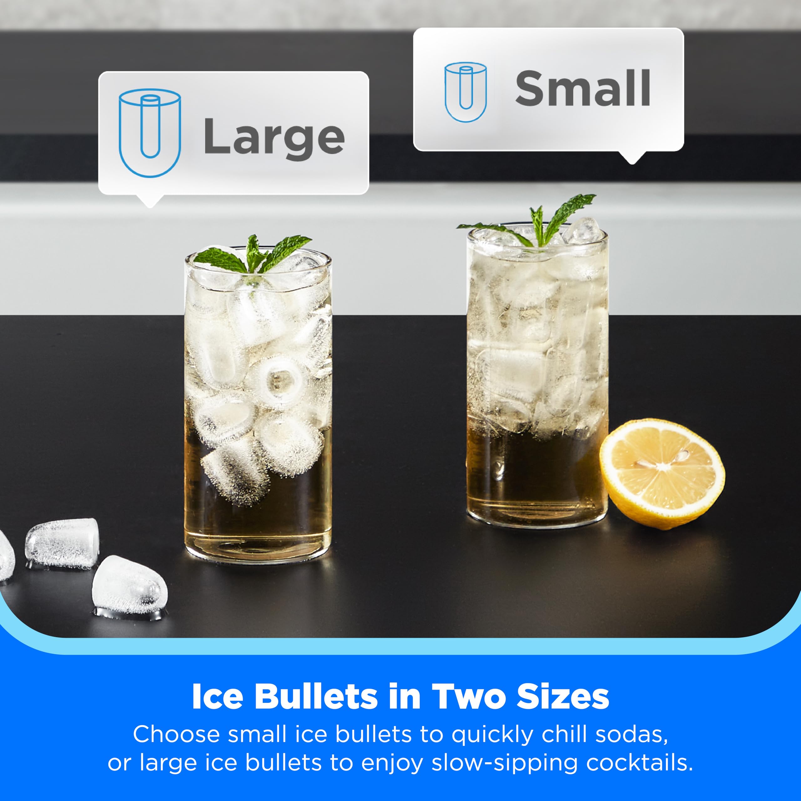 Midea Meri26b1agn Countertop Bullet-Ice Maker, 8 Ice Bullets Ready In 6 Minutes, 26lbs/24h, Self-Cleaning Function With Ice Scoop And Basket For Home/Office/RV on Fridge.com - View 5