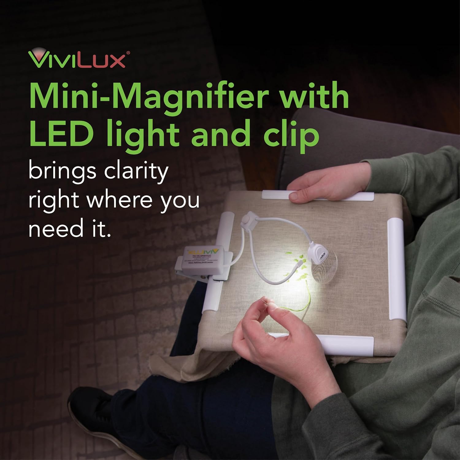 ViviLux LED Craft Light with 3X Magnifier, Flexible Task Lighting for Crafts, Sewing & Reading, Optical Grade Magnifying Glass, Handi-Clip & Hook and Loop Tape