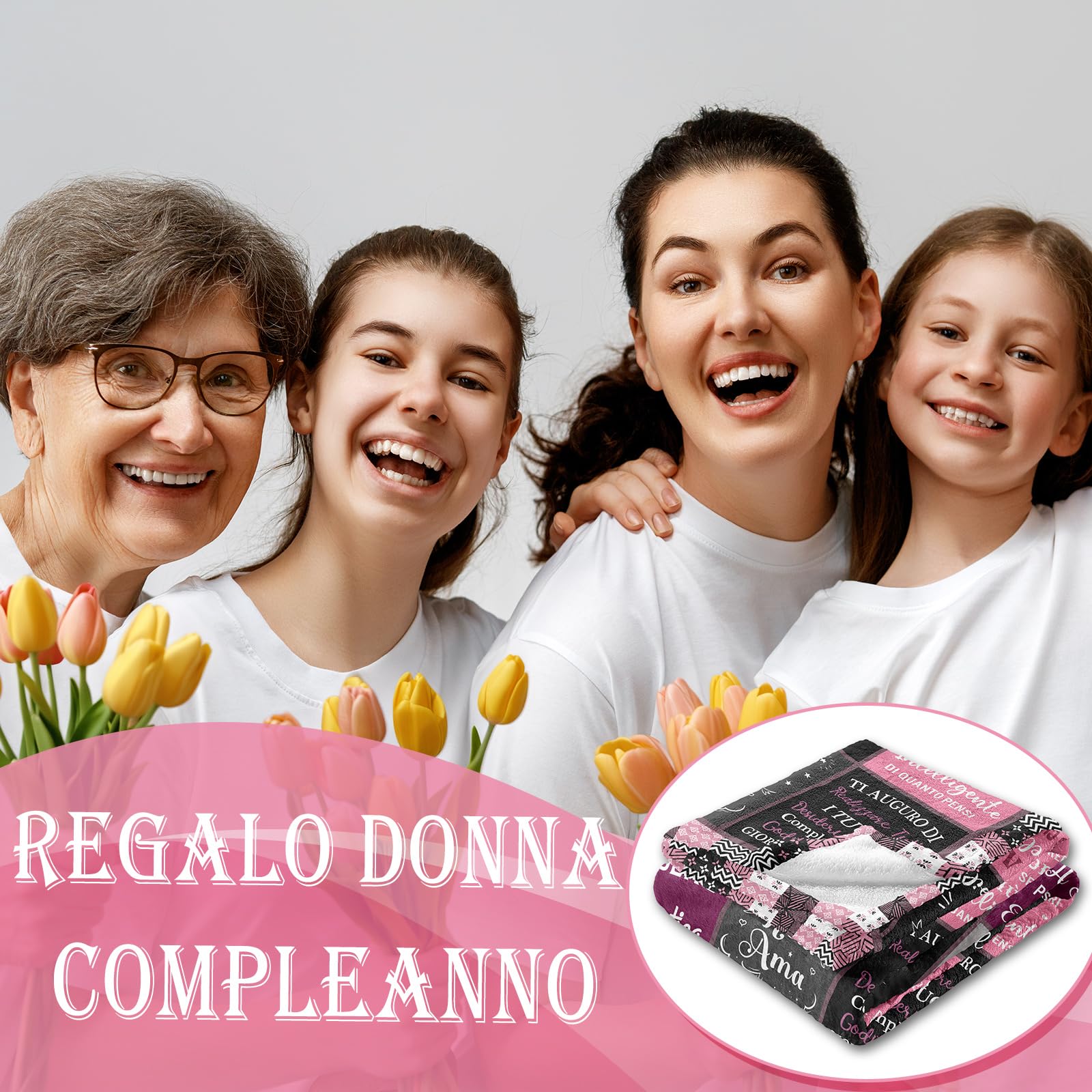 Regalo Donna Compleanno, Buon Compleanno, Regalo Migliore Amica Compleanno, Happy Birthday, Regalo Di Compleanno Migliore Amica/Mamma/Figlia/Sorella/Ragazza/Moglie, Idee Regalo Coperta 150x130CM