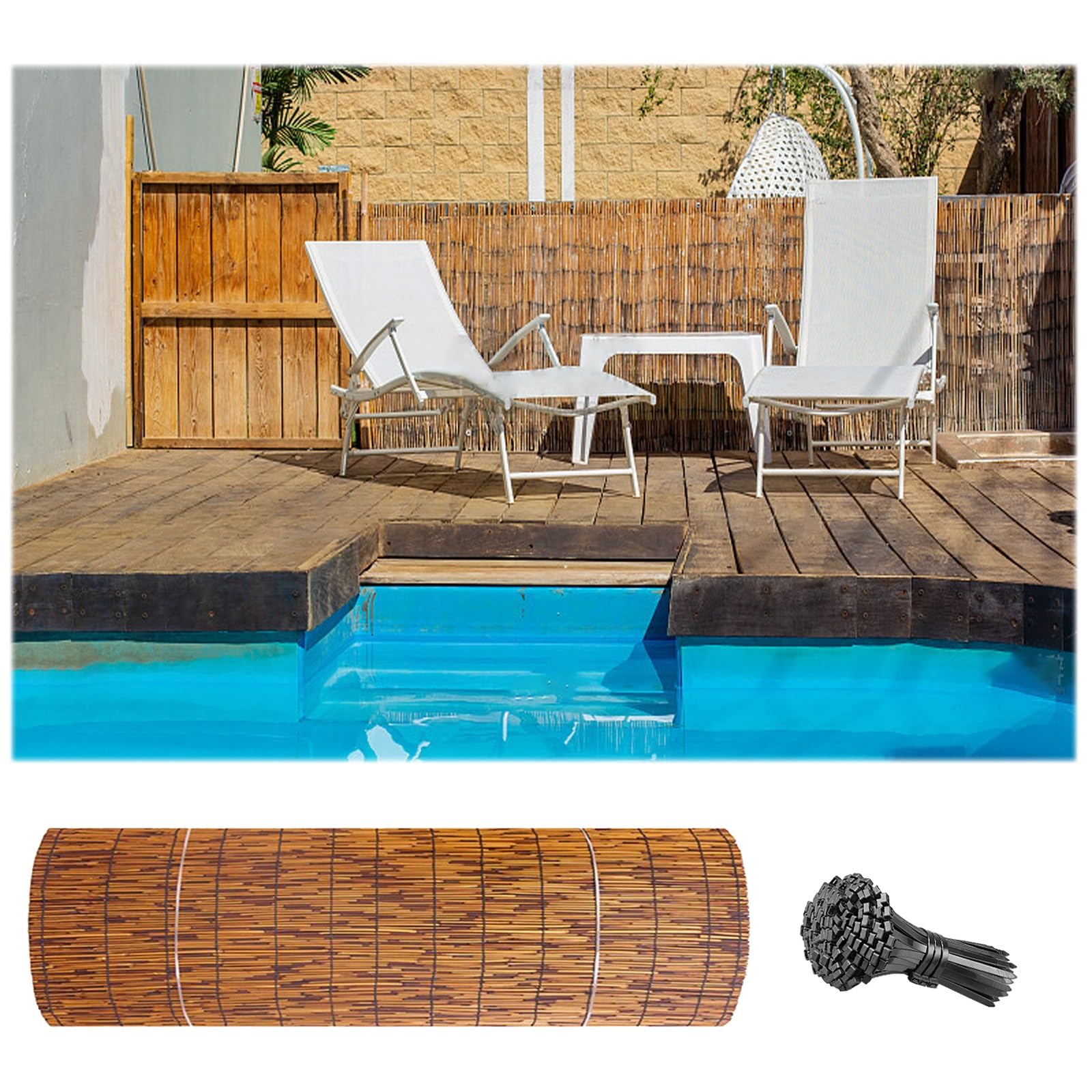 Valla de bambú oculta para exteriores: soluciona la privacidad en tu jardín o piscina