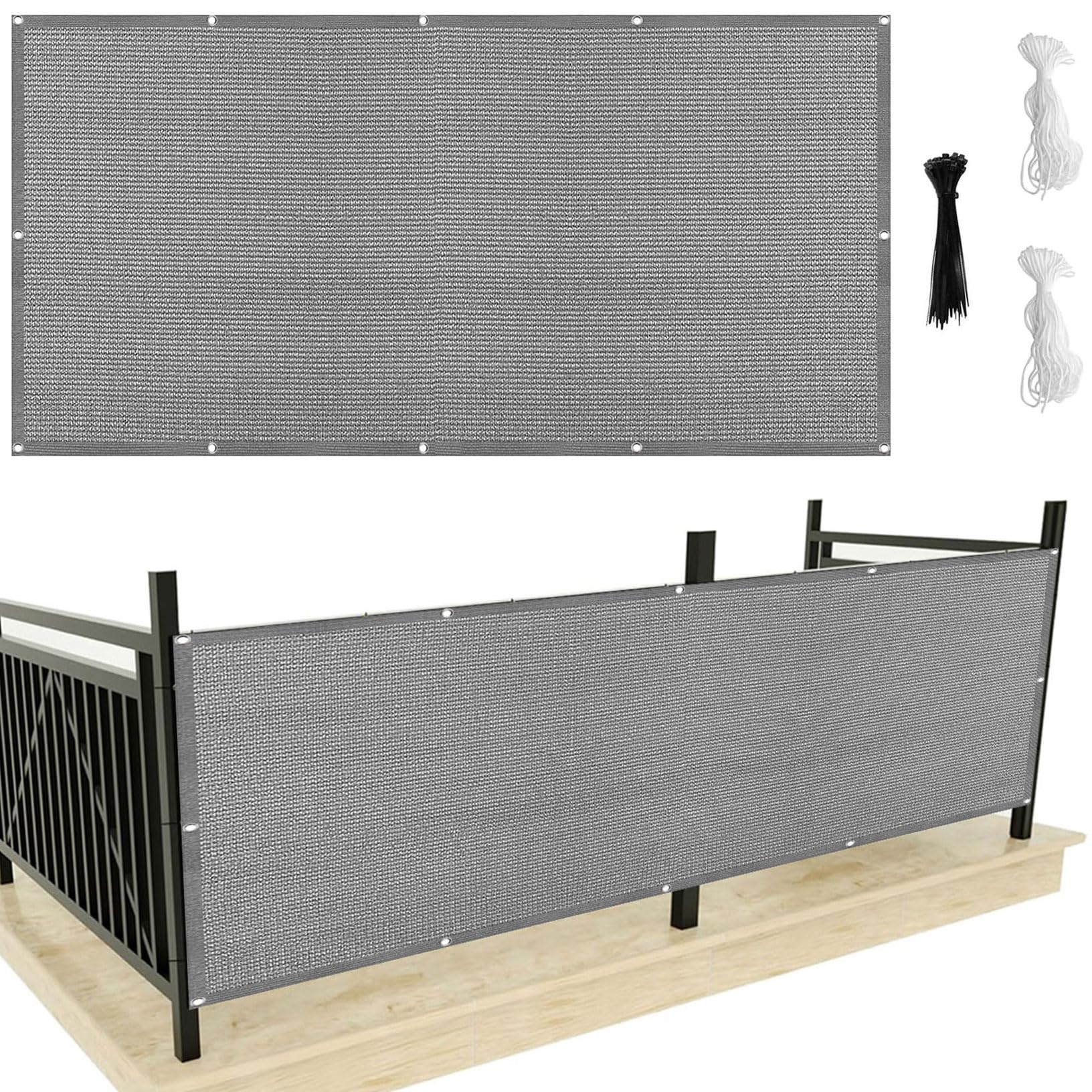 Voile d'ombrage rectangulaire gris protection solaire anti chaleur sans perçage 2x4m