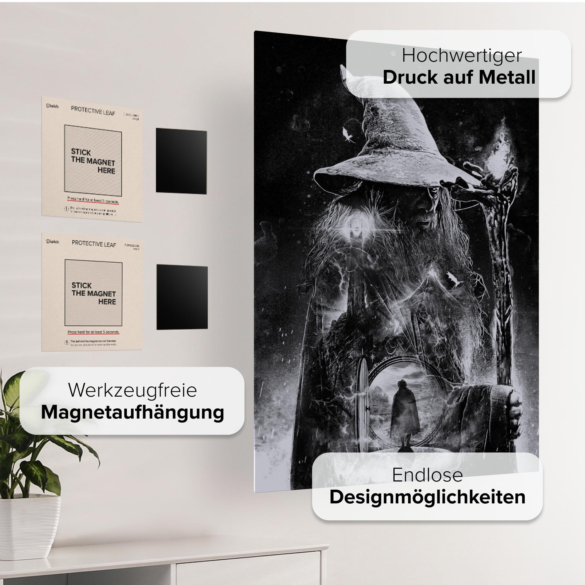Displate - Poster in metallo - Middle Earth - The Lord of the Rings Alternative Posters - Gandalf the Grey - Dimensione L - 67,5 x 48 cm Matt