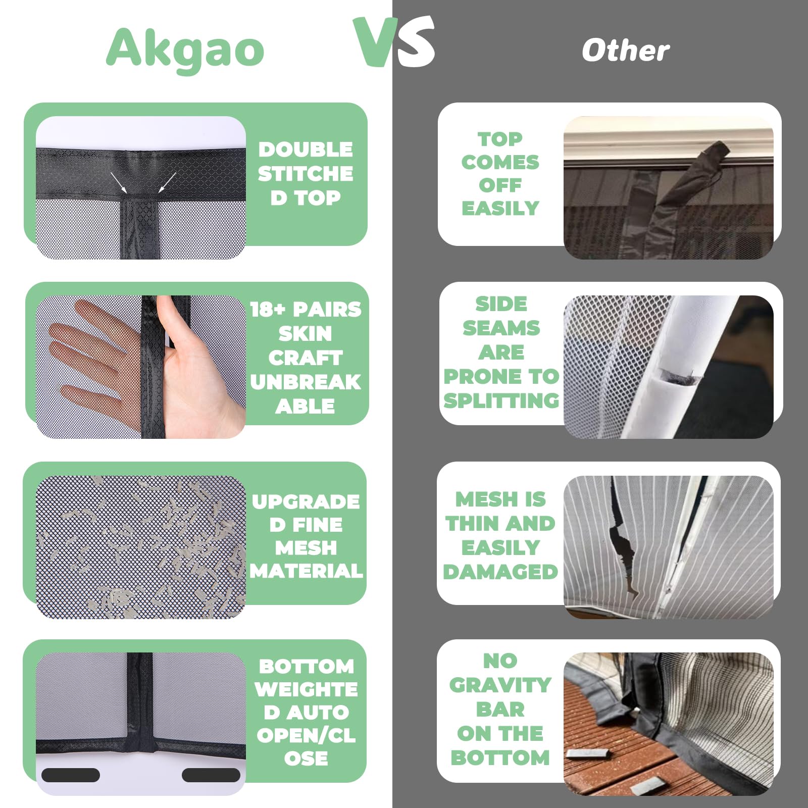 akgao Zanzariera Magnetica per Porta,85x220cm Puro Colore Fibra di Poliestere Porta Chiusura Magnetica Tenda Autosigillante Forte Magneti Domestici Bambini per Porta Balcone Porta Cantina-Nero