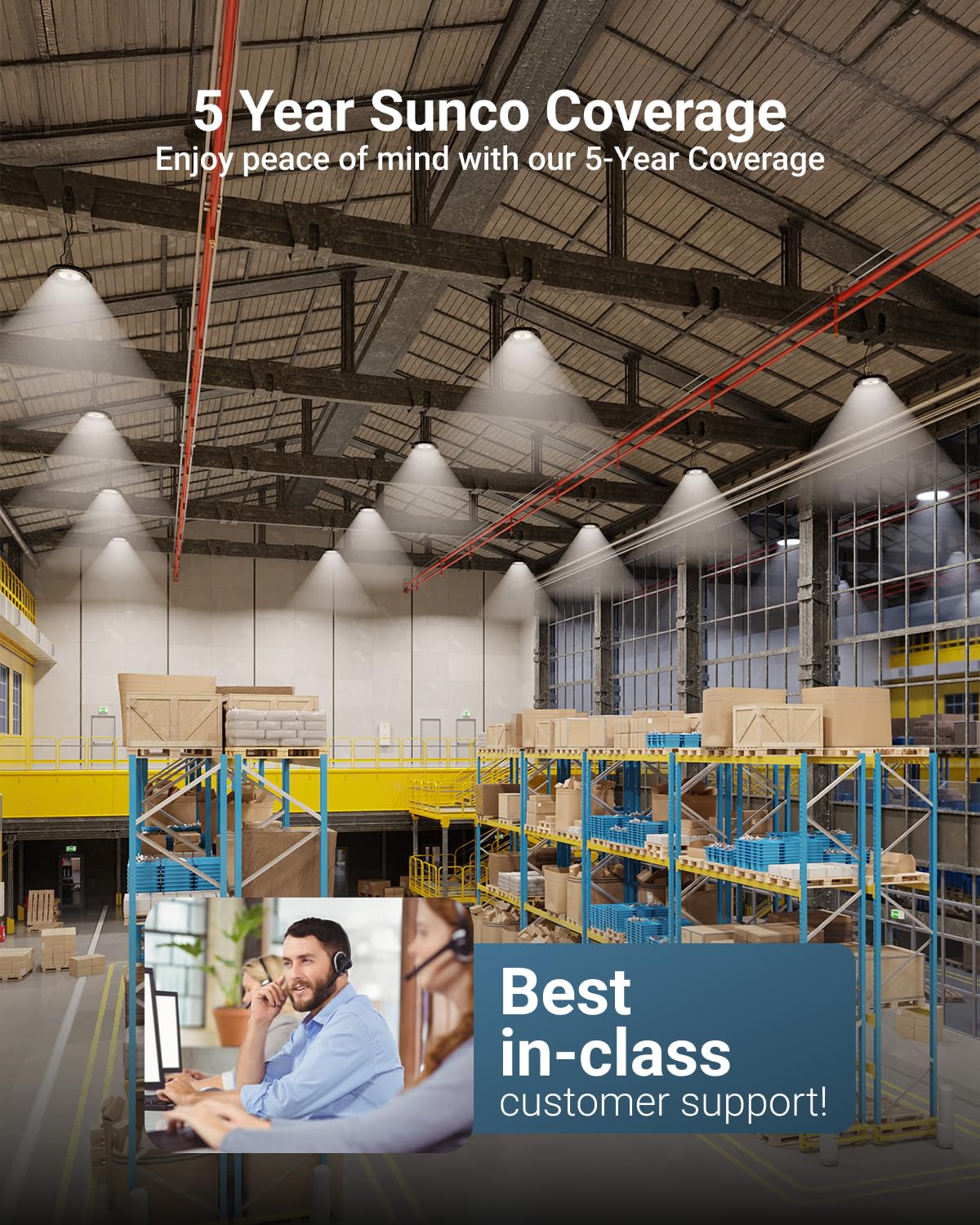 Sunco UFO LED High Bay Light 200W 28000 Lumens 5000K Dimmable Ultra Bright Commercial Shop Lights for Warehouse — view 7