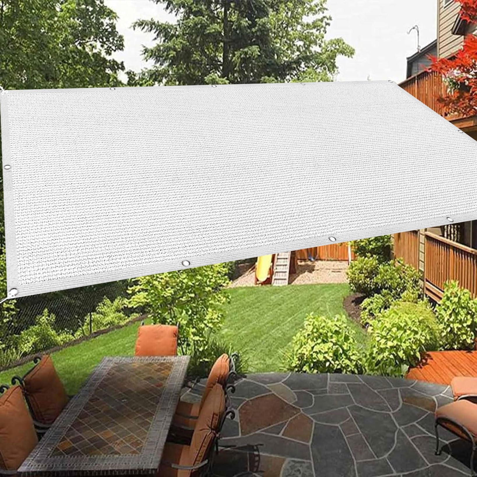 Toldo vela de sombra blanco de 45x130 cm con ojales metálicos para exteriores